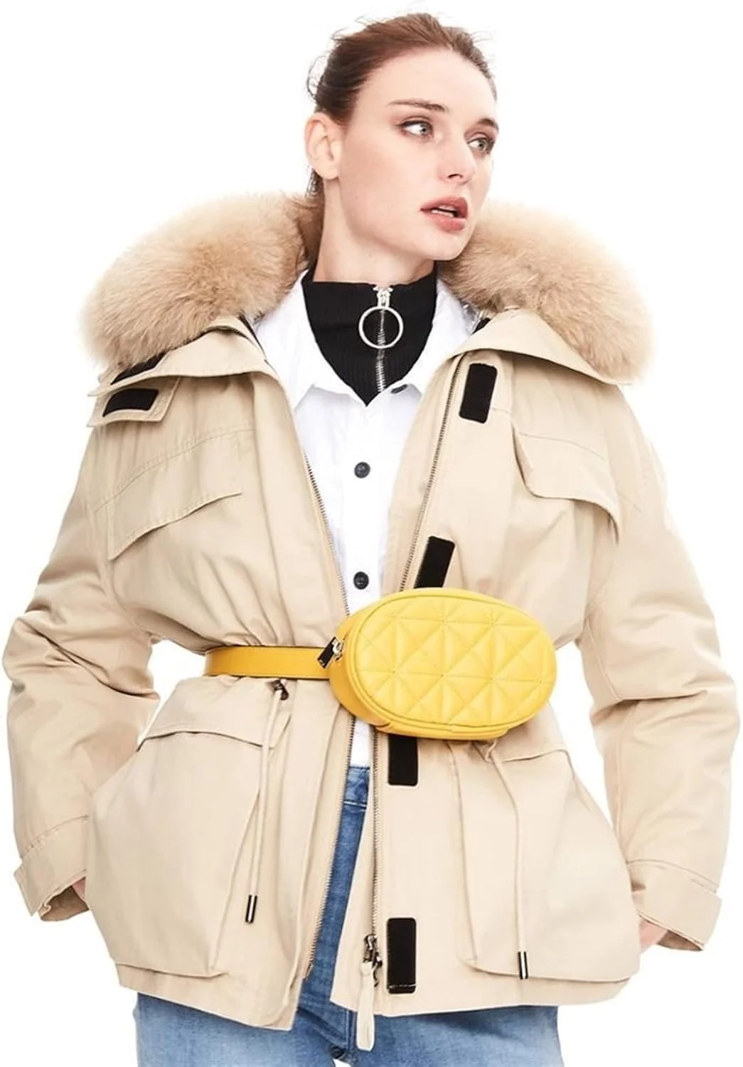 HBEIDAHUANG ژاکت زنانه پایین کت زمستانی زنانه یقه خز کت گشاد پارک (رنگ: Hortel، سایز: L) HBEIDAHUANG ژاکت زنانه پایین کت زمستانی زنانه یقه خز کت گشاد پارک (رنگ: Hortel، سایز: L)