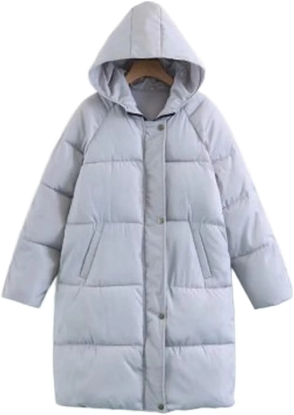 کت زمستانی زنانه HBEIDAHUANG سایز بزرگ، کت نان ضخیم و بلند زنانه تا زیر زانو، کت پنبه ای کلاه دار (رنگ: Hortelã، سایز: XXL)