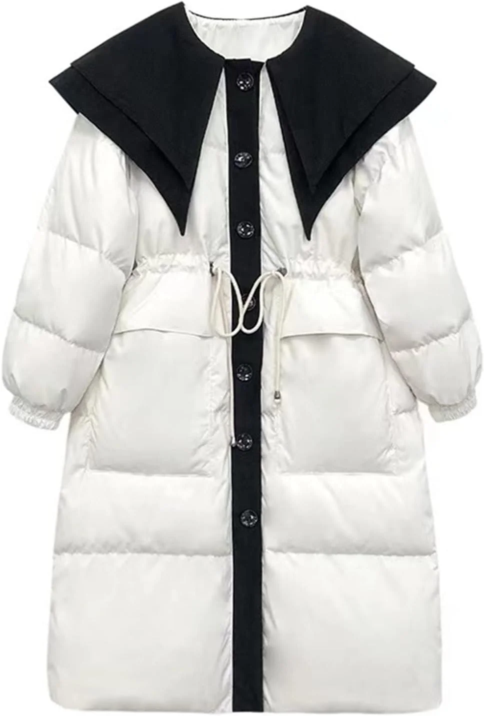 HBEIDAHUANG ژاکت پایین زنانه ژاکت زمستانی زنانه یقه برگردان کت بلند رنگ ثابت کت های شیک (رنگ: Hortel، سایز: S)