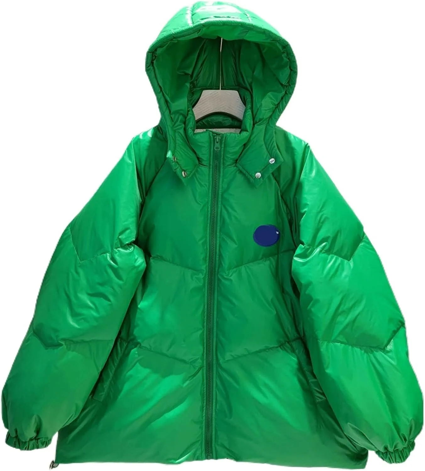 HBEIDAHUANG Womens Down Jacket Short Hooded Winter Down Jacket Loose White duck down Coat Candy color Female Thicken Loose Outwear Tops (Color : Dark blue, Size : S)