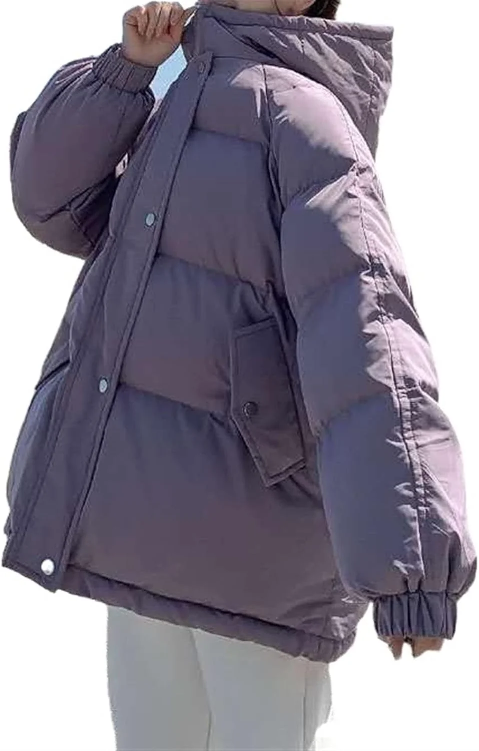 HBEIDAHUANG ژاکت پایین زنانه لباس خیابانی سایز بزرگ کلاه دار ژاکت زمستانی گرم زنانه پارک رنگ ثابت کت های زمستانی غیر رسمی برای زن (رنگ: Hortel، سایز: سایز چینی XS)