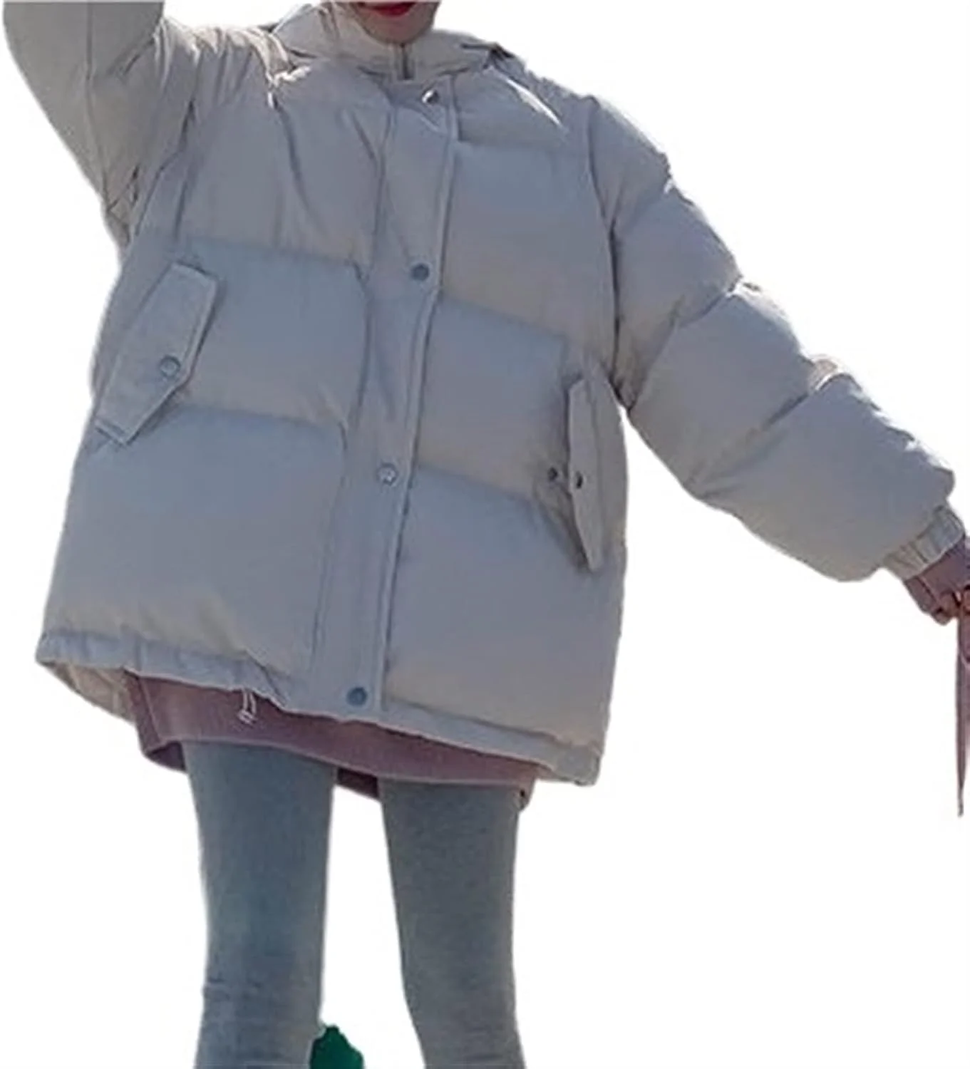 HBEIDAHUANG ژاکت پایین زنانه لباس خیابانی سایز بزرگ کلاه دار ژاکت زمستانی گرم زنانه پارک رنگ ثابت کت های زمستانی غیر رسمی برای زن (رنگ: Hortel، سایز: سایز چینی XS)