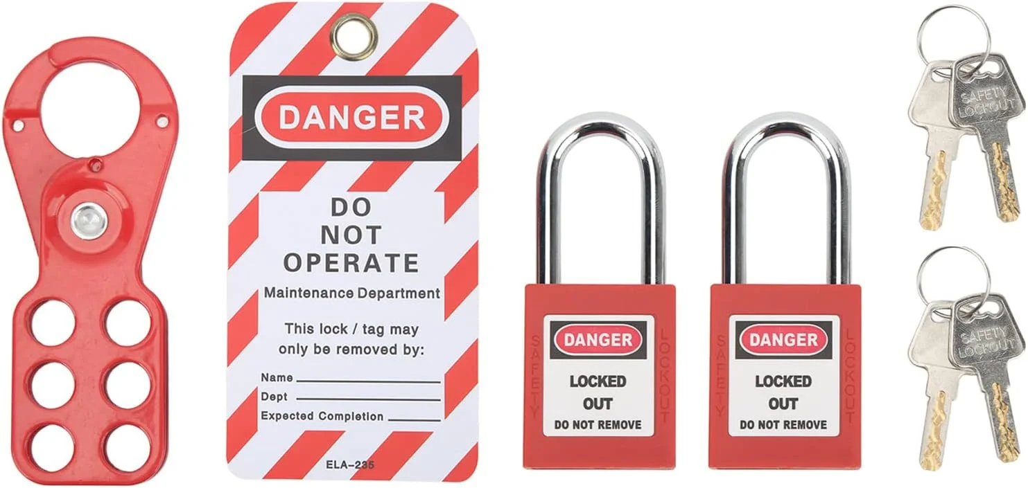 کیت قفل گذاری و برچسب گذاری سوراندی، جنس درجه یک، ساختار مستحکم، کیت قفل گذاری و برچسب گذاری با امنیت بالا به همراه قفل ایمنی و کلیدهای ضد دستکاری برای تجهیزات صنعتی