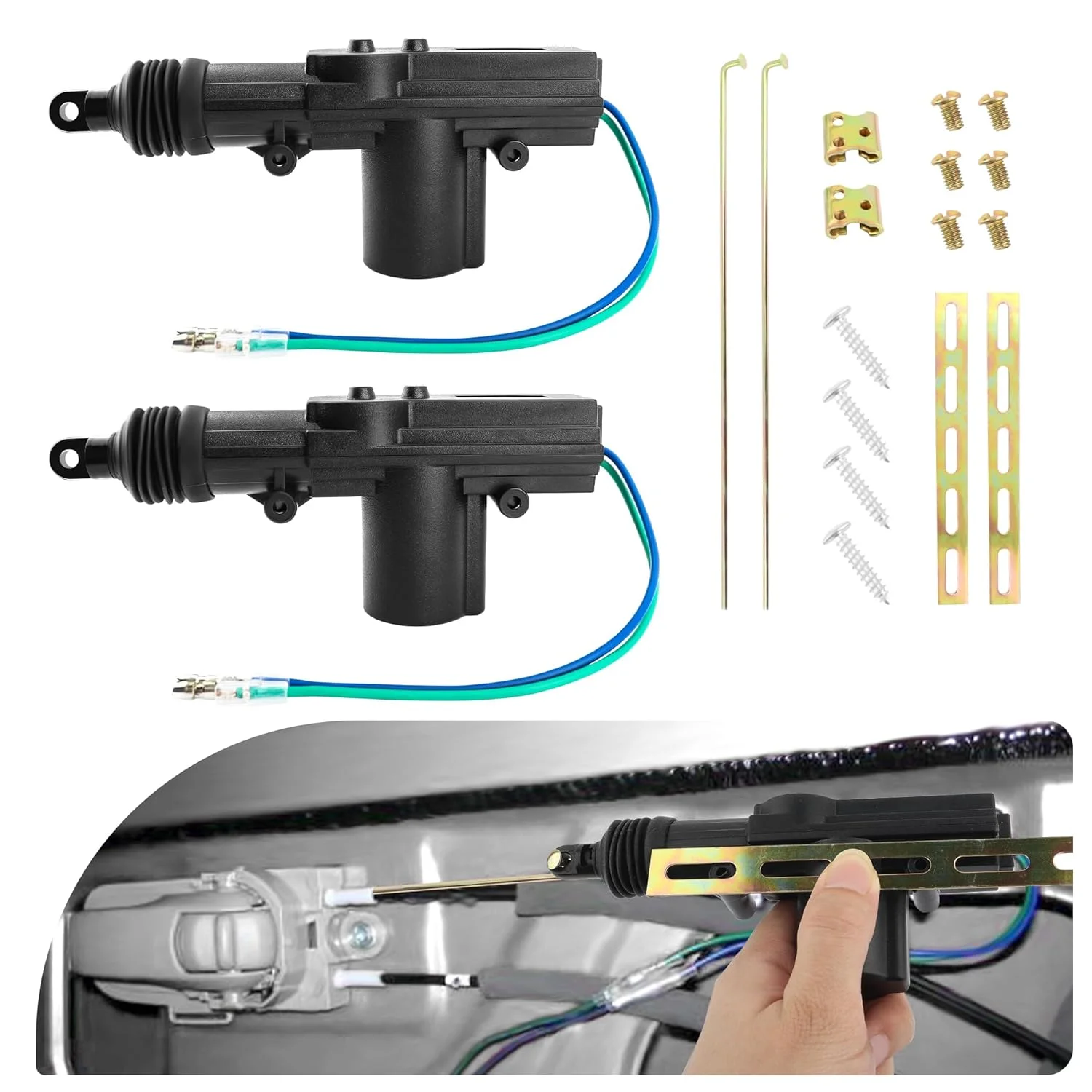 ست اکچویتور قفل درب خودرو Stacool شامل 2 عدد اکچویتور قفل درب موتوردار به همراه ابزار، اکچویتور 2 سیمه 12 ولت برای کیت باز کردن قفل خودرو، لوازم جانبی جهانی خودرو، اکچویتور قفل درب برقی مناسب برای اکثر خودروها ست اکچویتور قفل درب خودرو Stacool شامل 2 عدد اکچویتور قفل درب موتوردار به همراه ابزار، اکچویتور 2 سیمه 12 ولت برای کیت باز کردن قفل خودرو، لوازم جانبی جهانی خودرو، اکچویتور قفل درب برقی مناسب برای اکثر خودروها