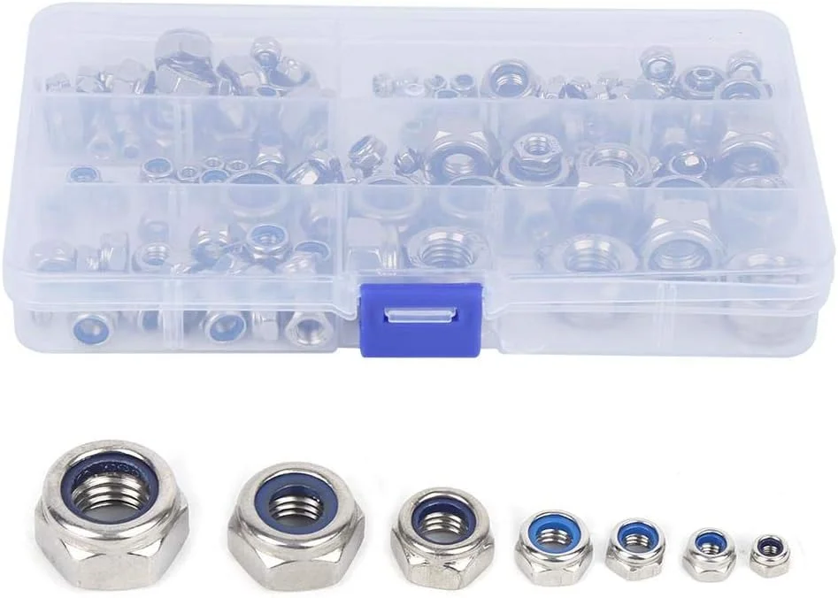 مجموعه 165 عددی پیچ و مهره قفلی استیل ضد زنگ، لوازم جانبی سخت افزاری با جعبه نگهداری