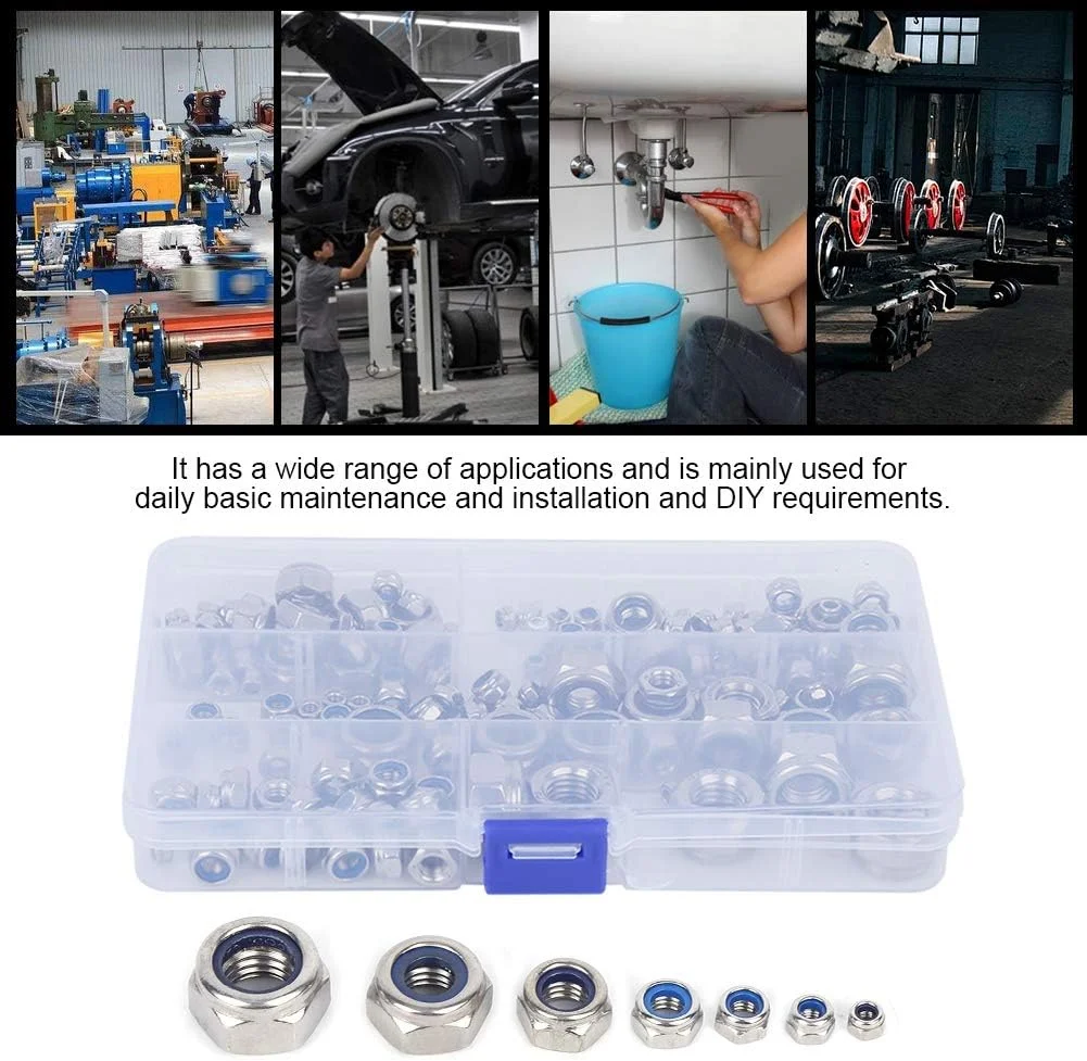 مجموعه 165 عددی پیچ و مهره قفلی استیل ضد زنگ، لوازم جانبی سخت افزاری با جعبه نگهداری