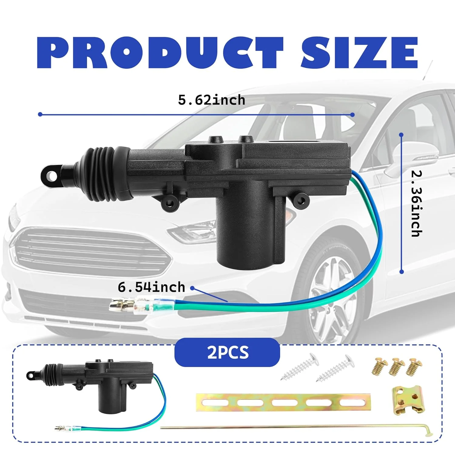 ست اکچویتور قفل درب خودرو Stacool شامل 2 عدد اکچویتور قفل درب موتوردار به همراه ابزار، اکچویتور 2 سیمه 12 ولت برای کیت باز کردن قفل خودرو، لوازم جانبی جهانی خودرو، اکچویتور قفل درب برقی مناسب برای اکثر خودروها