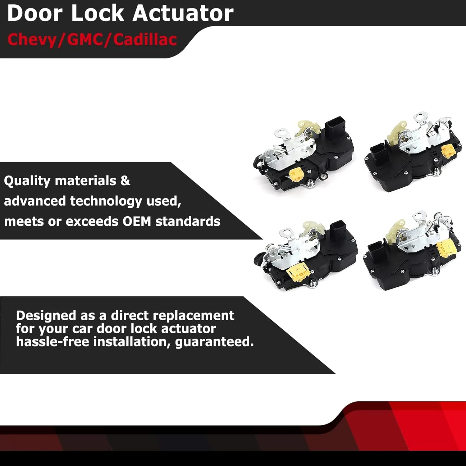 کیت اکچویتور قفل درب جلو و عقب برای شورلت سیلورادو سابربن تاهو آوالانچ برای جی‌ام‌سی سیرا یوکان ایکس‌ال برای کادیلاک اسکالید EXT ESV ۲۰۰۷-۲۰۰۹ جایگزین 931-303 931-304 931-108 931-109 (۴ عددی)