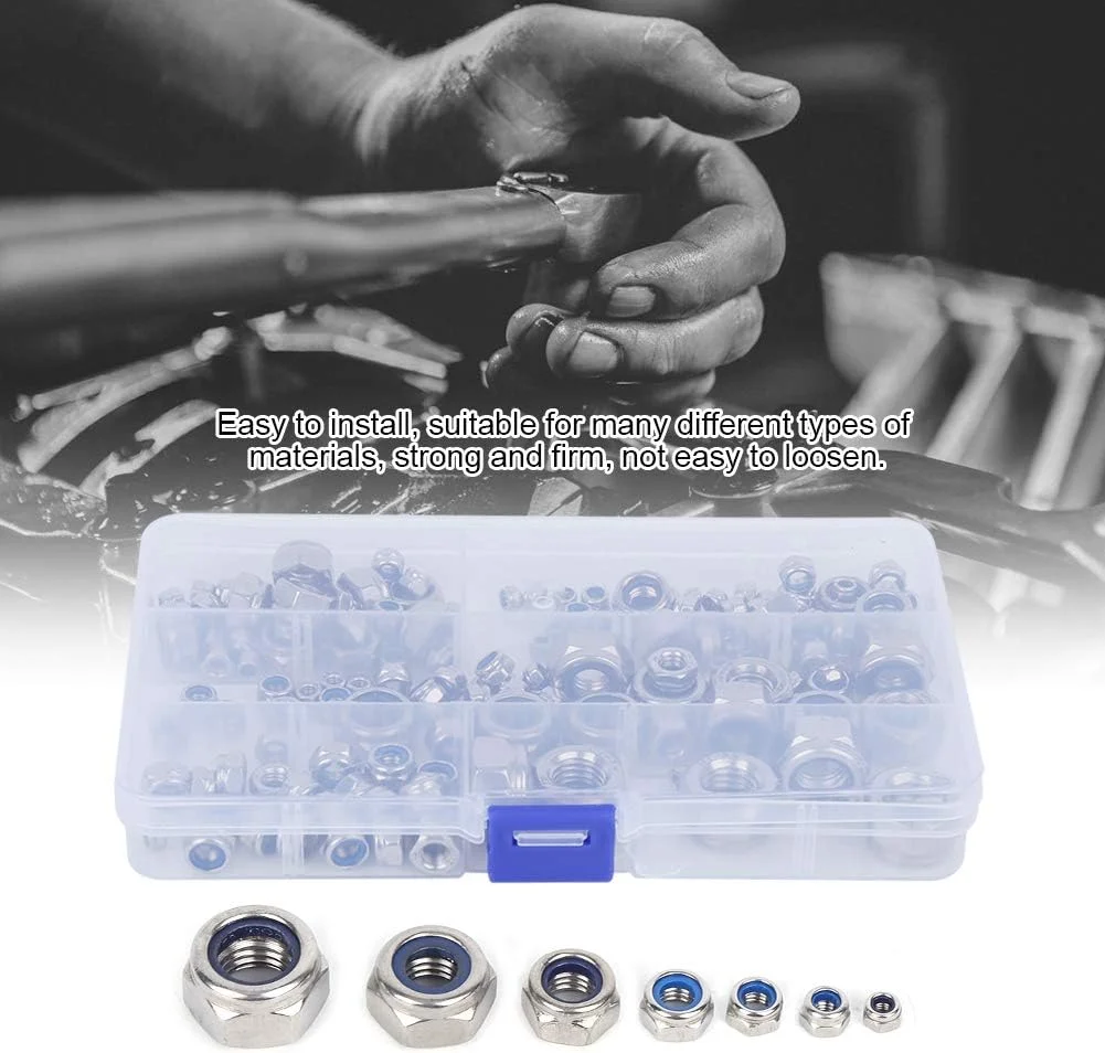 مجموعه 165 عددی پیچ و مهره قفلی استیل ضد زنگ، لوازم جانبی سخت افزاری با جعبه نگهداری