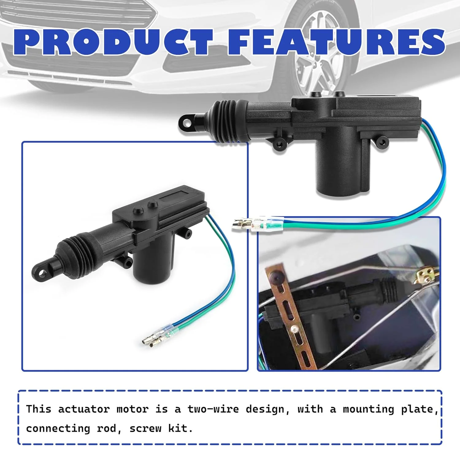 ست اکچویتور قفل درب خودرو Stacool شامل 2 عدد اکچویتور قفل درب موتوردار به همراه ابزار، اکچویتور 2 سیمه 12 ولت برای کیت باز کردن قفل خودرو، لوازم جانبی جهانی خودرو، اکچویتور قفل درب برقی مناسب برای اکثر خودروها