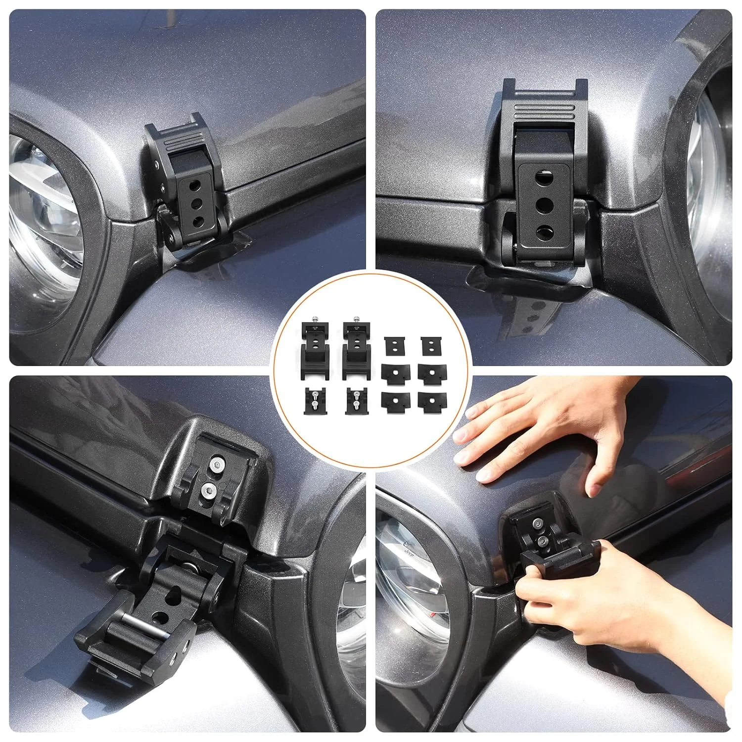 کیت قفل کاپوت استیل ضد زنگ مشکی RT-TCZ مناسب برای جیپ رانگلر JK JKU مدل 2007-2018