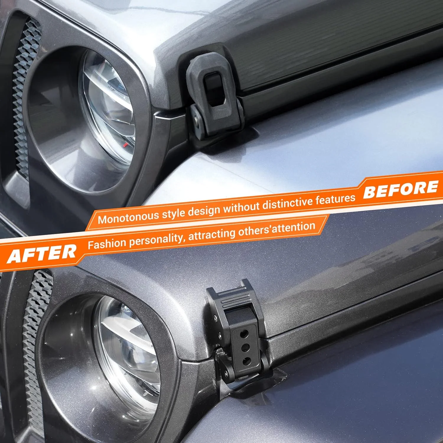 کیت قفل کاپوت استیل ضد زنگ مشکی RT-TCZ مناسب برای جیپ رانگلر JK JKU مدل 2007-2018