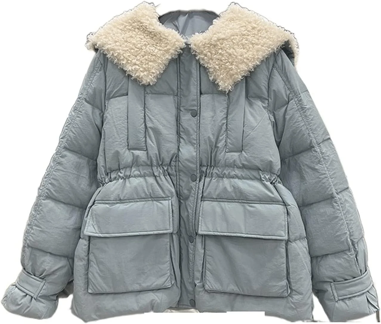 HBEIDAHUANG ژاکت پایین زنانه، ژاکت پایین اردک سفید زنانه، کت پشمی گرم تکه دوزی شده، لباس بیرونی زمستانی (رنگ: Hortel)