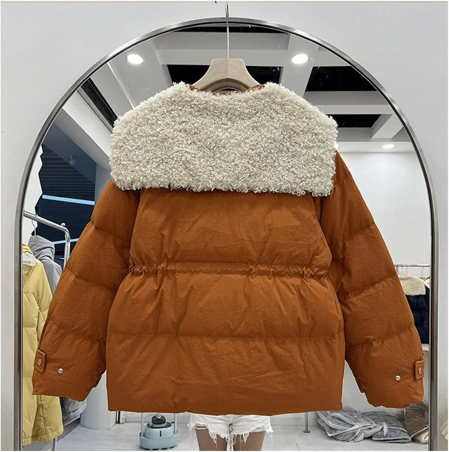 HBEIDAHUANG ژاکت پایین زنانه، ژاکت پایین اردک سفید زنانه، کت پشمی گرم تکه دوزی شده، لباس بیرونی زمستانی (رنگ: Hortel)