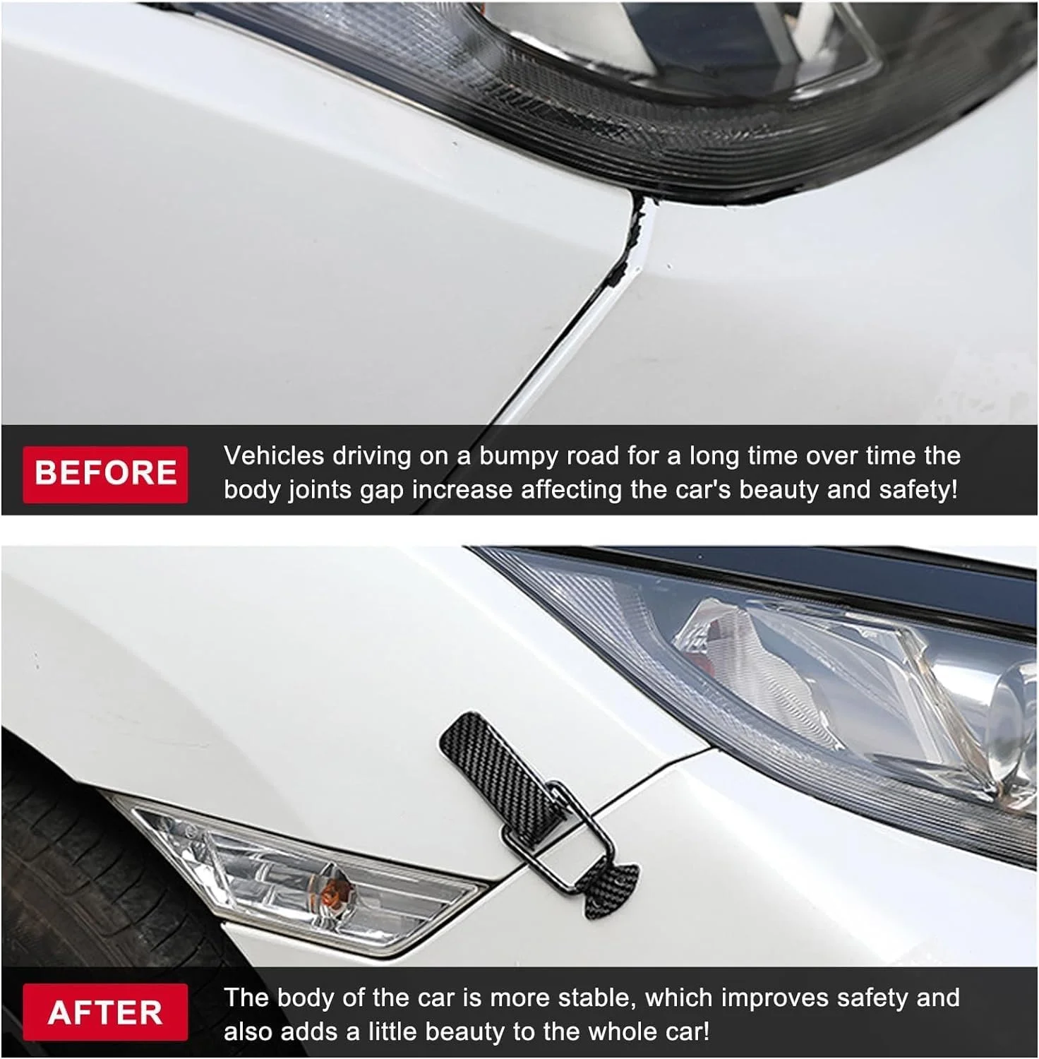 گیره سپر خودرو 4 عددی، گیره های نگهدارنده سپر، کیت قفل قلاب ایمنی سپر خودرو فیبر کربنی، بست های رهاسازی سریع برای سپر جلو عقب گلگیر صندوق عقب، لوازم جانبی خودرو جهانی، L