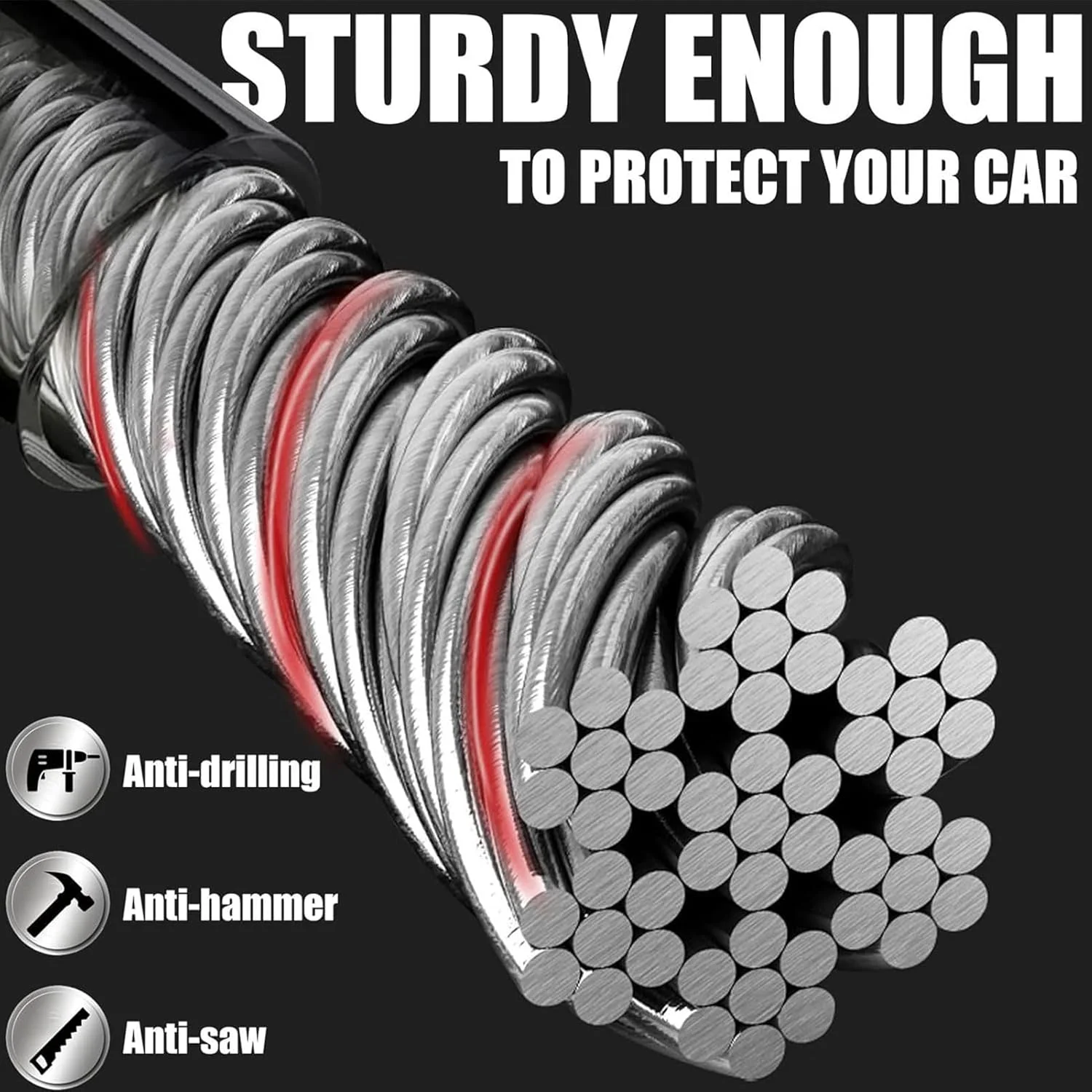 قفل فرمان خودرو ROUNY، قفل کمربند ایمنی، دستگاه ضد سرقت جهانی خودرو با 3 کلید، دستگاه های قفل ضد سرقت خودرو برای خودرو/SUV/کامیون (مشکی، 1 عدد)