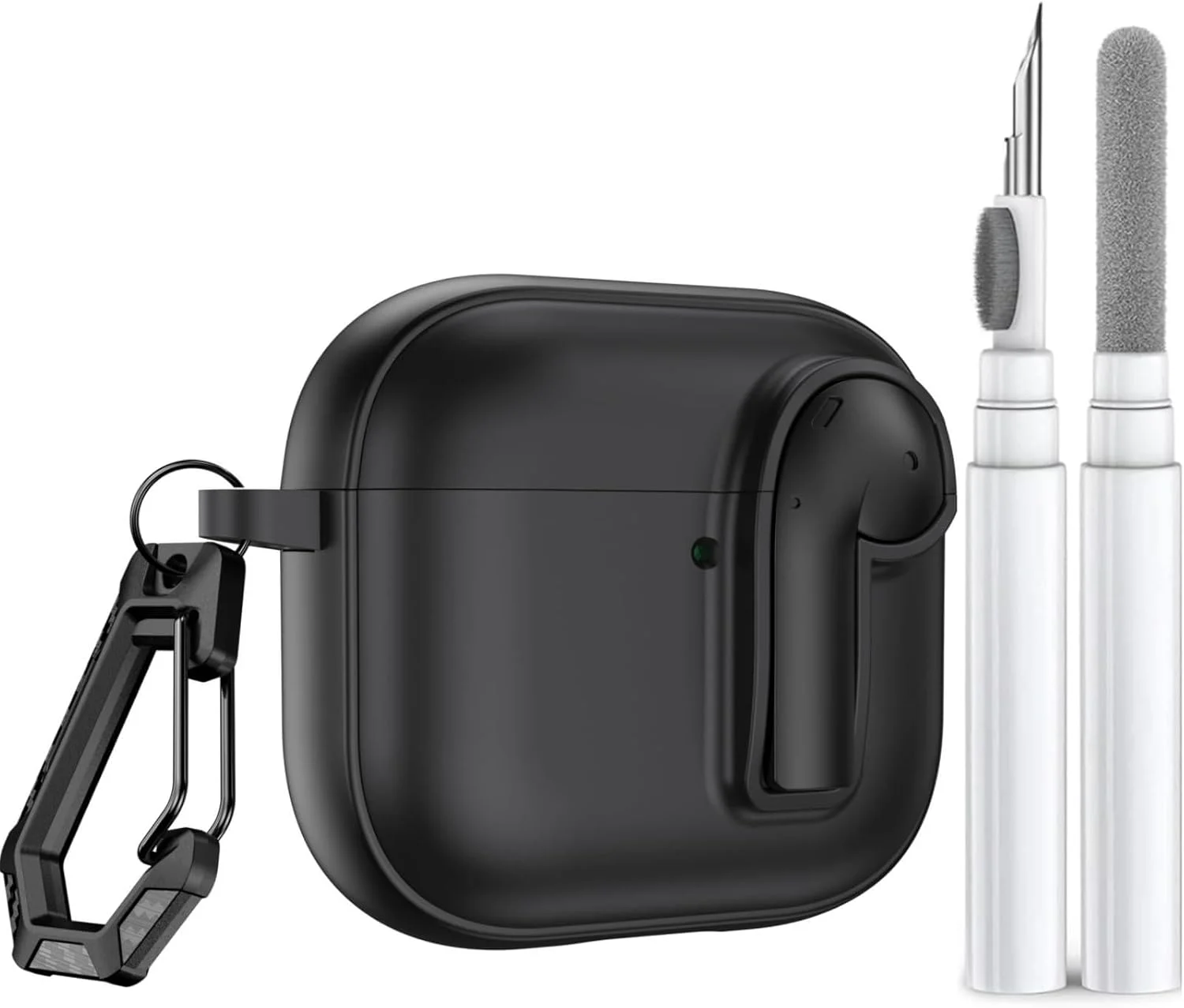 کیف ایرپادز 4 با قفل، کیف محافظ بامزه و بادوام برای نسل چهارم ایرپادز (2024)، شامل کیت تمیز کننده و جاکلیدی، لوازم جانبی قابل حمل هدفون (مشکی)