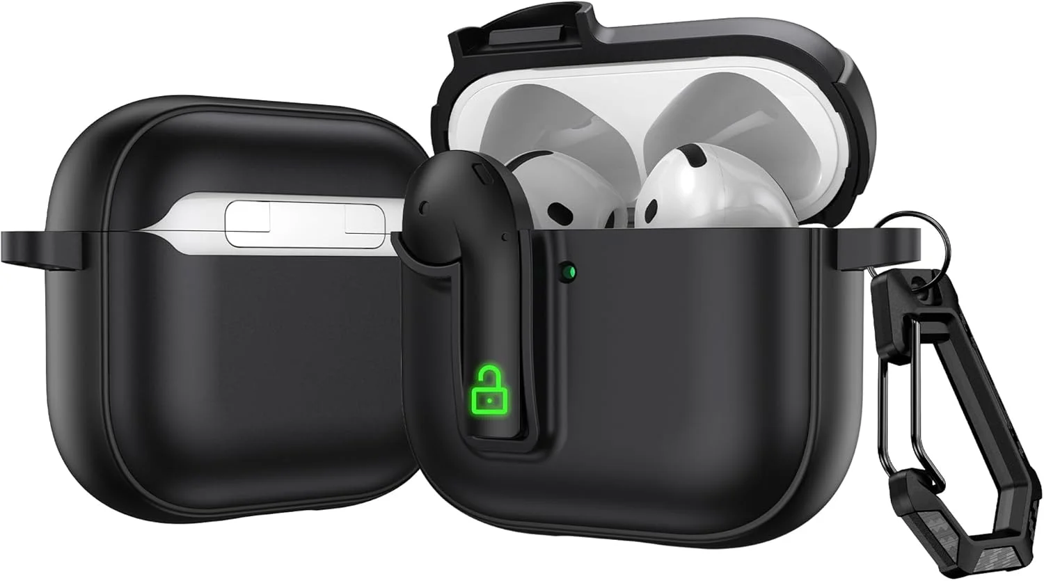 کیف ایرپادز 4 با قفل، کیف محافظ بامزه و بادوام برای نسل چهارم ایرپادز (2024)، شامل کیت تمیز کننده و جاکلیدی، لوازم جانبی قابل حمل هدفون (مشکی)