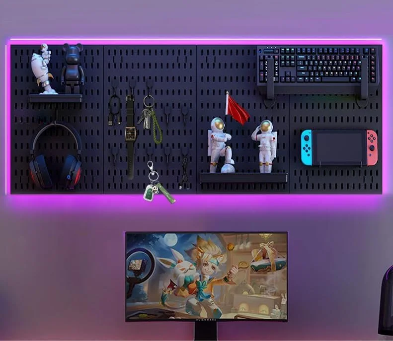 کیت ترکیبی تخته پگ، سازمان دهنده تخته پگ دیواری - کیت پنل تخته پگ سنگین با 23 لوازم جانبی (قفسه، قلاب، براکت، گیره)، سازمان دهنده دیواری برای گاراژ، آشپزخانه، اتاق کاردستی، میز کار