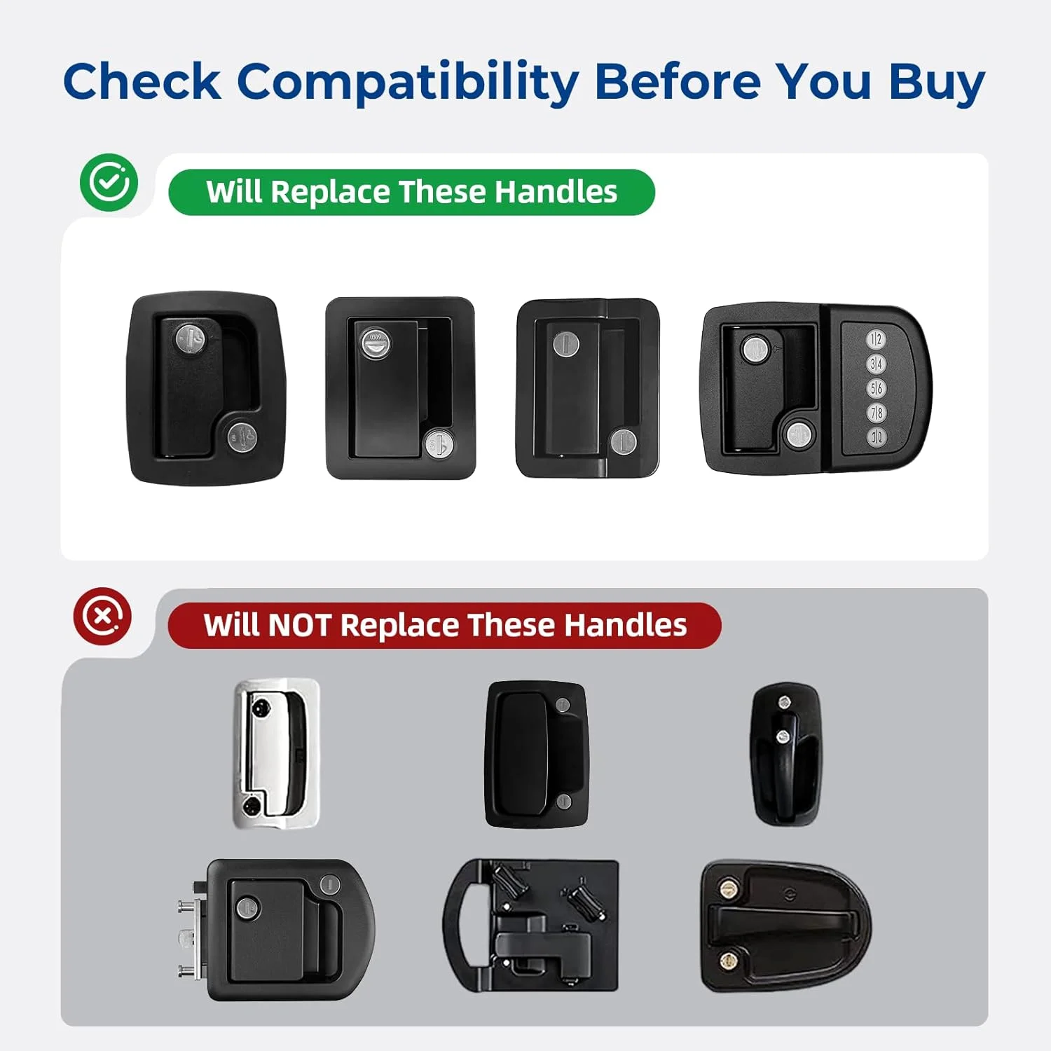 قفل درب ورودی بدون کلید RV تمام فلزی ONNAIS با رمز عبور و ریموت، جایگزین قفل درب تریلر و کمپر، قفل چند منظوره برای RV