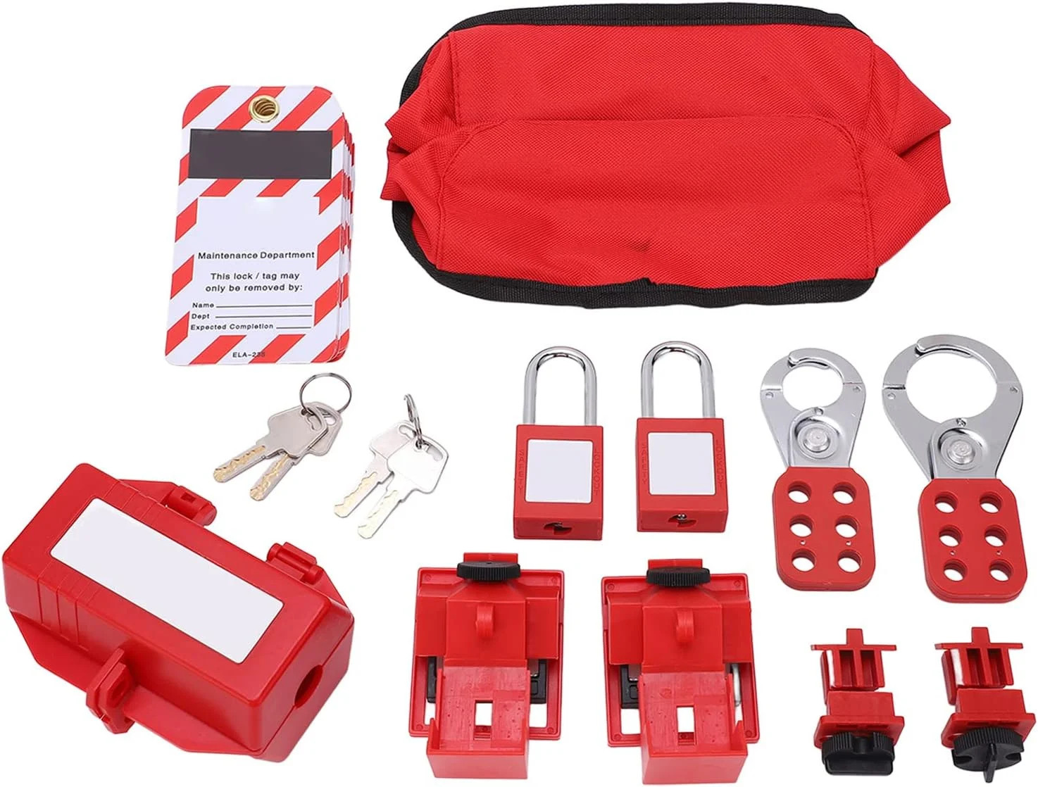کیت قفل گذاری و برچسب گذاری Oreq، کیت قفل گذاری و برچسب گذاری الکتریکی شامل 12 برچسب قفل، 4 قفل قطع کننده مدار، 2 قفل ایمنی، 2 بست قفل، جعبه ابزار ایمنی الکتریکی برای قفل گذاری و برچسب گذاری
