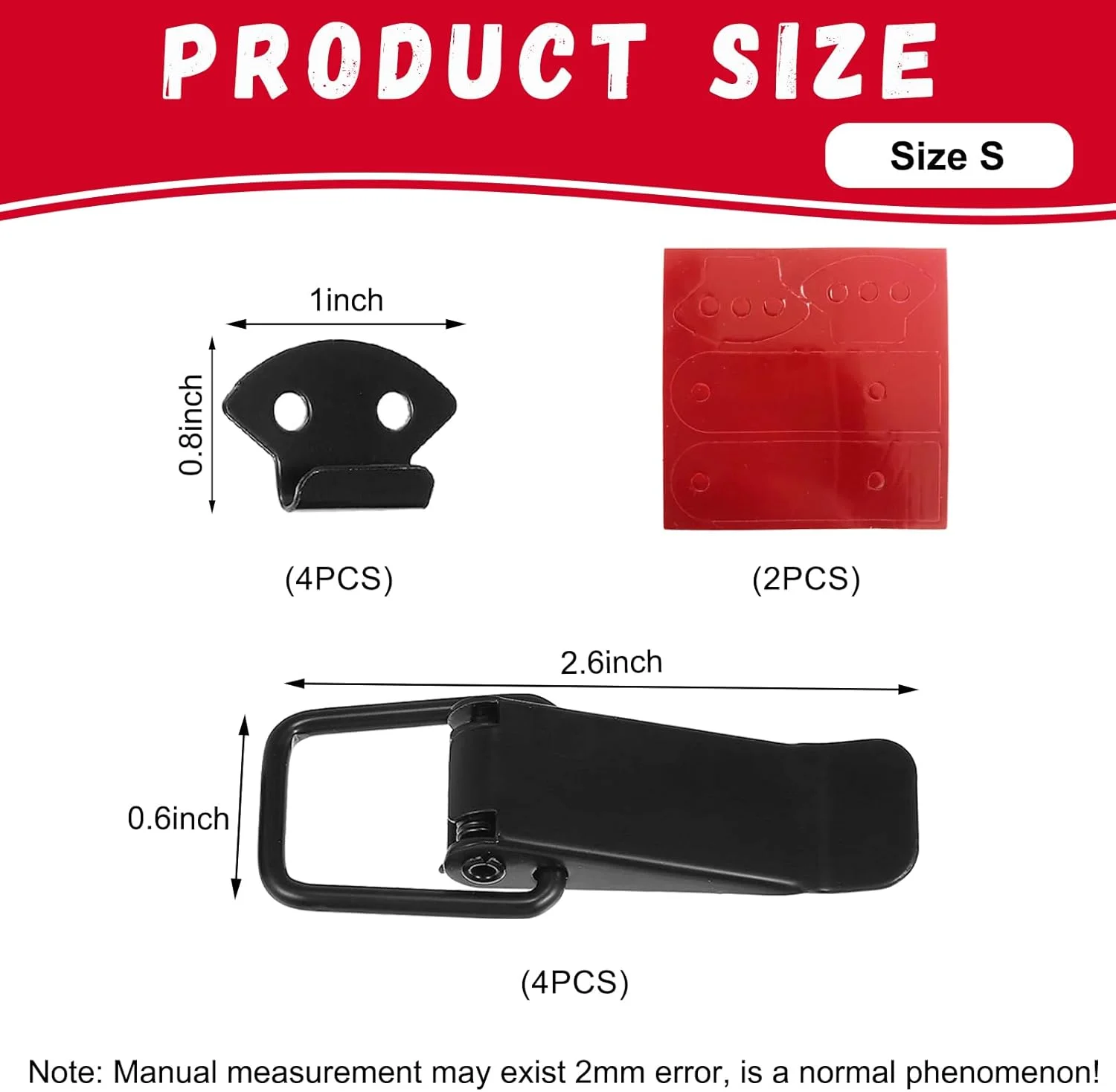 گیره سپر خودرو Ohleats، کیت قفل گیره امنیتی سپر خودرو فیبر کربنی، بست های رهاسازی سریع برای سپر جلو عقب صندوق عقب گلگیر، لوازم جانبی خودرو جهانی (مشکی، S)