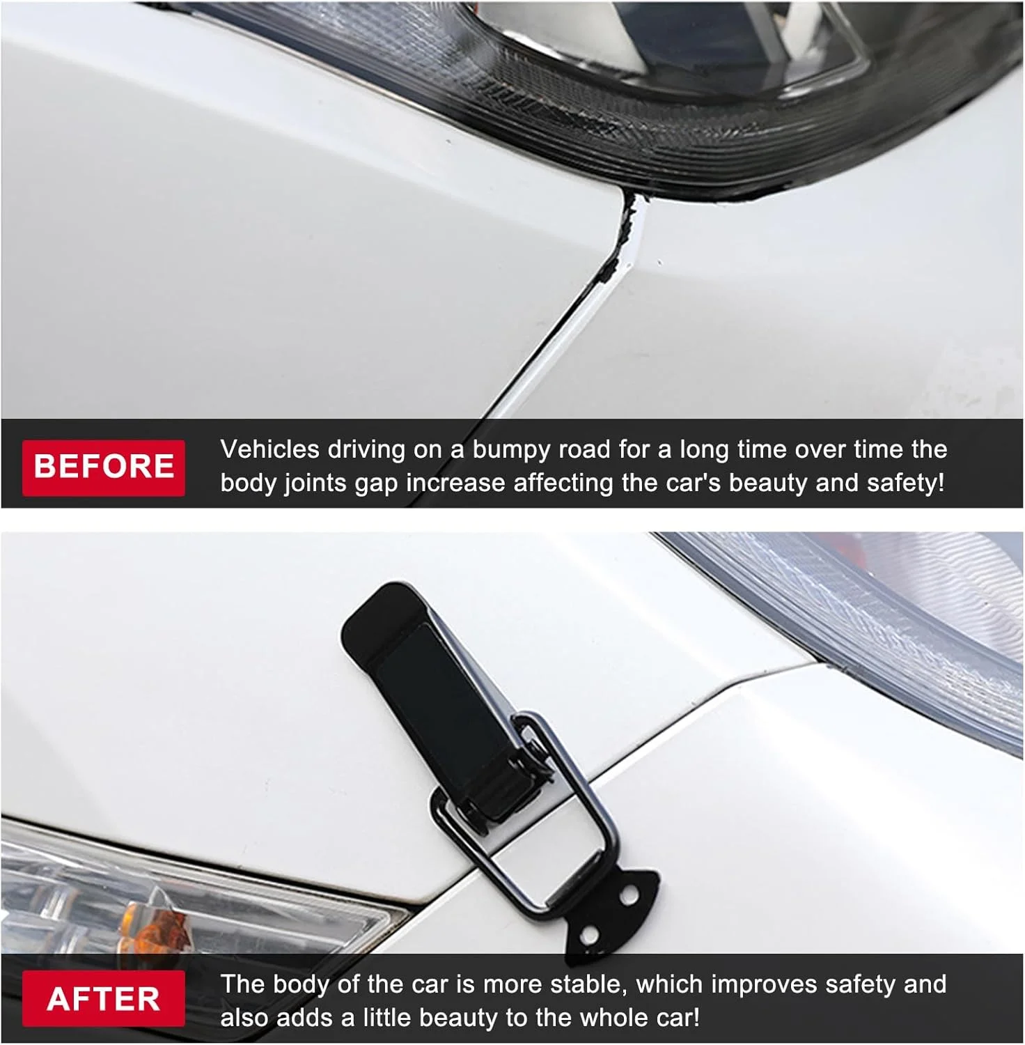 گیره سپر خودرو Ohleats، کیت قفل گیره امنیتی سپر خودرو فیبر کربنی، بست های رهاسازی سریع برای سپر جلو عقب صندوق عقب گلگیر، لوازم جانبی خودرو جهانی (مشکی، S)