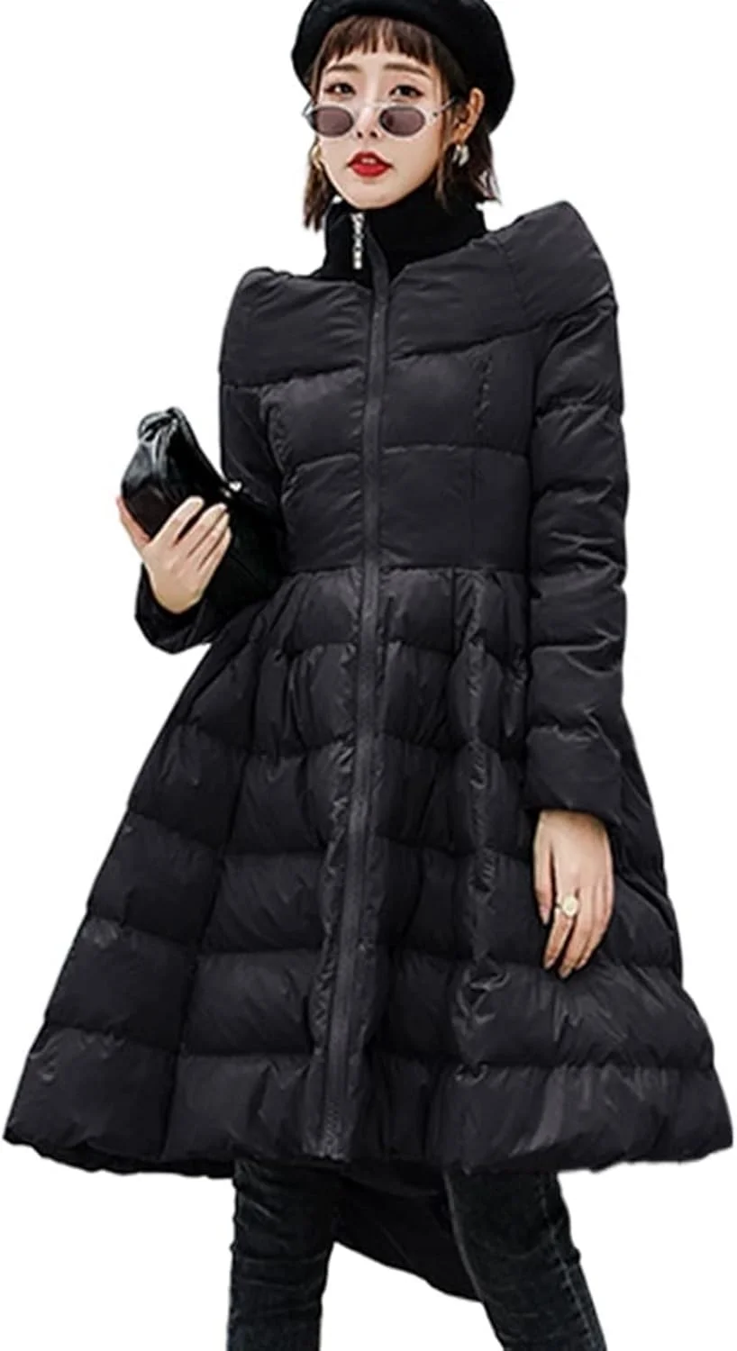 کت زمستانی زنانه HBEIDAHUANG، کت بزرگ، کت زمستانی زنانه، مدل پیراهن، ژاکت زمستانی پنبه‌ای برجسته زنانه، پیراهن مشکی زنانه (رنگ: Hortel، سایز: XL)