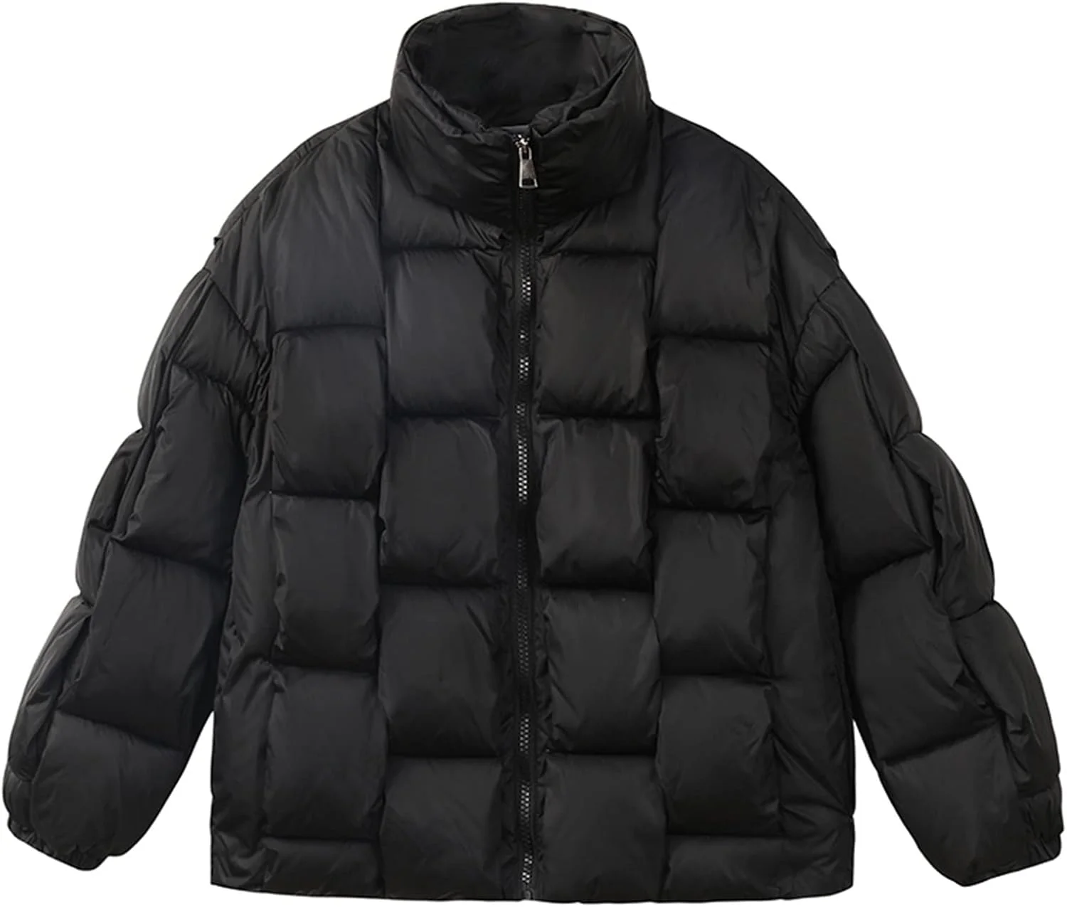 کت پفی زنانه HBEIDAHUANG، پارکا زمستانی زنانه، کت های بزرگ پاییزی جدید، کت چهارخانه، لباس بیرونی گرم (رنگ: Hortel، سایز: M)