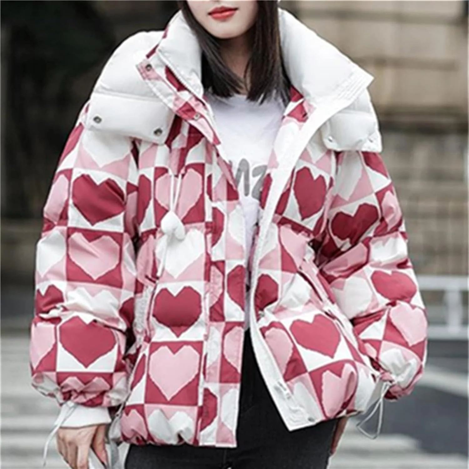 HBEIDAHUANG ژاکت پایین تنه زنانه ژاکت پایین تنه زنانه چاپ قلب کت های بزرگ پاییزی زمستانی پارک های گرم گشاد لباس بیرونی زنانه (رنگ: آبی تیره، سایز: S) HBEIDAHUANG ژاکت پایین تنه زنانه ژاکت پایین تنه زنانه چاپ قلب کت های بزرگ پاییزی زمستانی پارک های گرم گشاد لباس بیرونی زنانه (رنگ: آبی تیره، سایز: S)