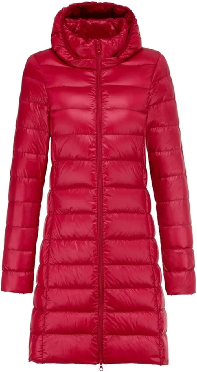 HBEIDAHUANG ژاکت پایین زنانه، کت بلند گرم زنانه به همراه کیف، ژاکت فوق سبک زنانه، کلاه قابل جدا شدن (رنگ: آبی تیره، سایز: 4XL)