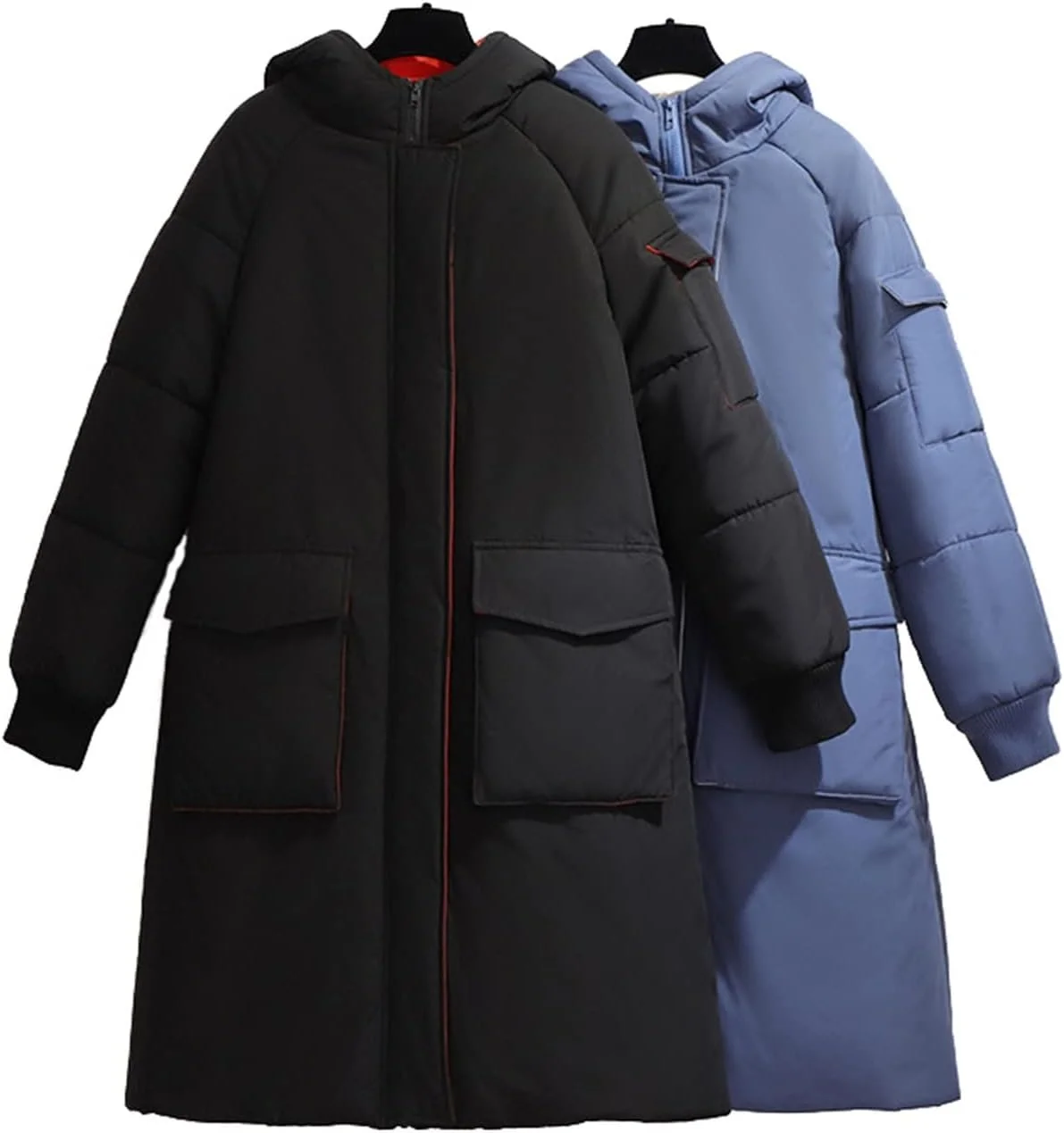 HBEIDAHUANG ژاکت زنانه زمستانی پد پنبه ای پایین ژاکت کلاه دار گشاد لباس بیرونی جیب های بزرگ ضخیم گرم کت های بلند زنانه (رنگ: Hortel، سایز: 6XL)