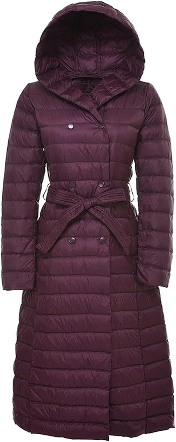 HBEIDAHUANG ژاکت زنانه، کت بلند زمستانی گرم، فوق العاده سبک با 90% پر اردک سفید، به همراه کیف، پالتو زنانه سایز بزرگ (رنگ: Hortel، سایز: XXXL)