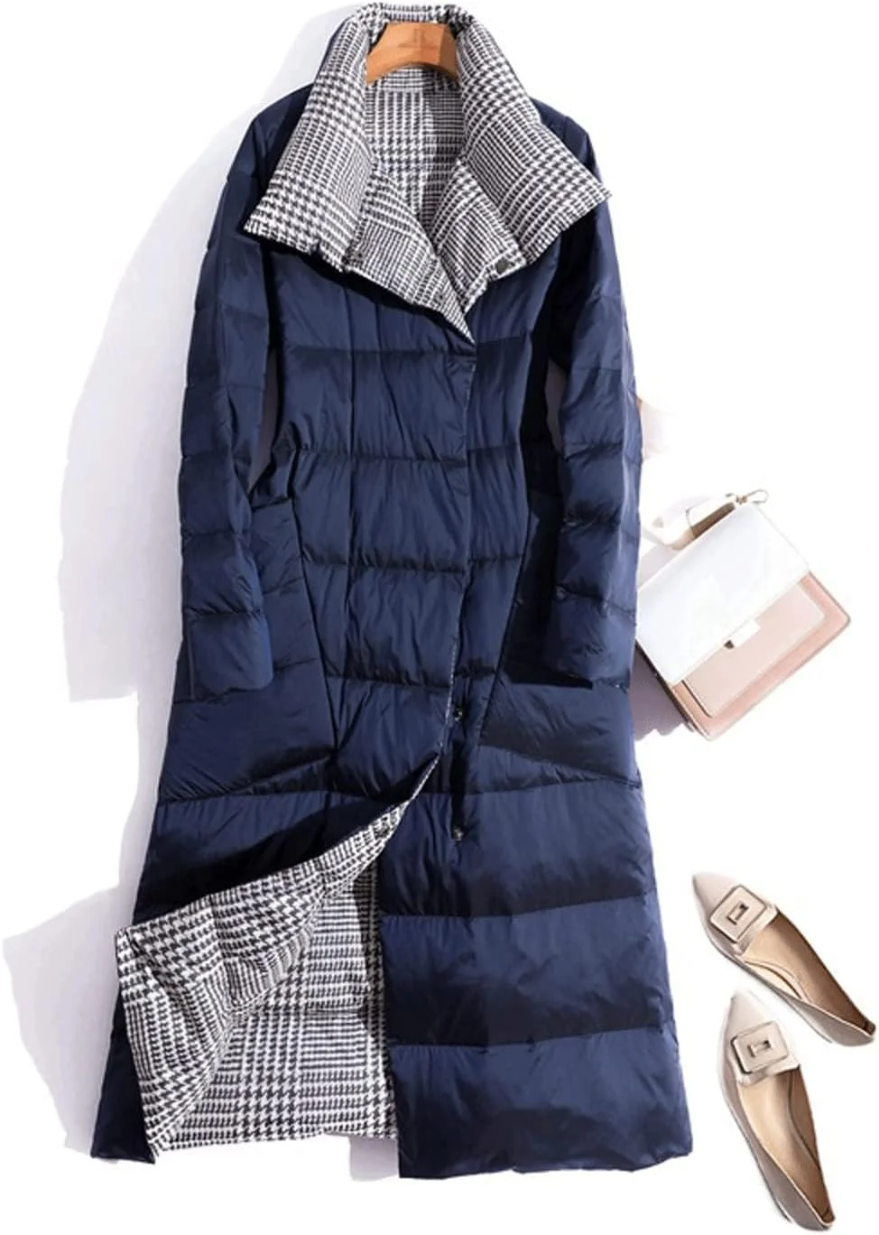 HBEIDAHUANG ژاکت پایین زنانه کت زمستانی یقه ایستاده پایین اردک سفید ژاکت بلند سبک وزن کت زنانه پارکا (رنگ: Hortel، سایز: کوچک)