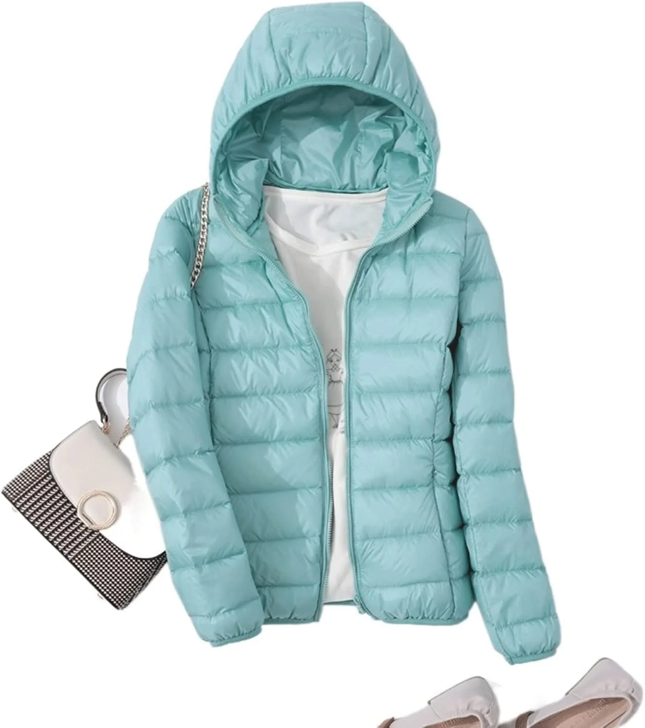 HBEIDAHUANG ژاکت پایین زنانه ژاکت های پایین زمستانی زنانه فوق العاده سبک کت گرم غیر رسمی ژاکت پفی زنانه با کمربند سایز بزرگ پارکا اورکت کلاه دار (رنگ: آبی تیره، سایز: متوسط)