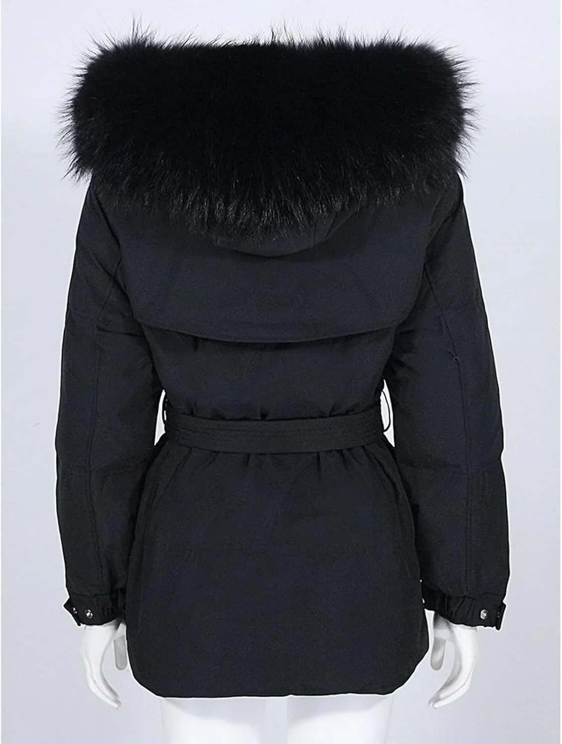 HBEIDAHUANG ژاکت زنانه پایین کرکی کلاه دار کت زمستانی کمربند دار ژاکت ضخیم و گرم زنانه با 90% پر اردک سفید (رنگ: Hortel، سایز: M)