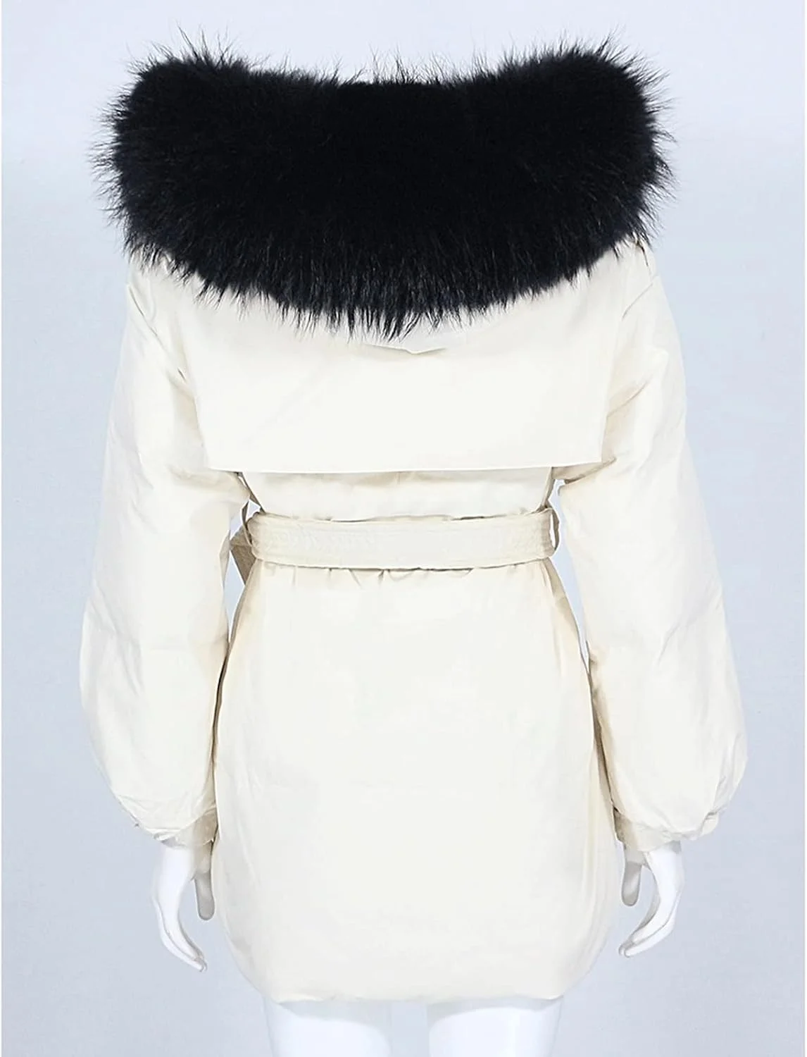 HBEIDAHUANG ژاکت زنانه پایین کرکی کلاه دار کت زمستانی کمربند ژاکت ضخیم گرم زنانه با 90% پر اردک سفید (رنگ: Hortel، سایز: S)