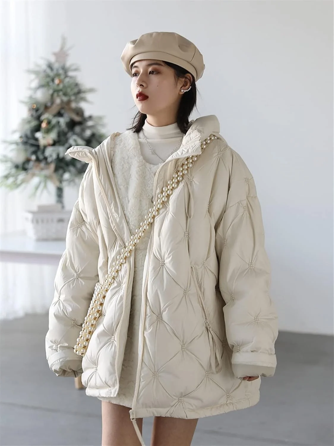 کت زمستانی زنانه HBEIDAHUANG، ژاکت پایین زیپ دوتایی کلاه دار، کت ضخیم و گرم زنانه با طول متوسط (رنگ: Hortel، سایز: S) کت زمستانی زنانه HBEIDAHUANG، ژاکت پایین زیپ دوتایی کلاه دار، کت ضخیم و گرم زنانه با طول متوسط (رنگ: Hortel، سایز: S)