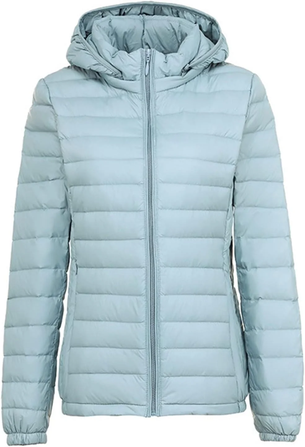 HBEIDAHUANG ژاکت پایین زنانه پاییز زمستان کلاه جداشدنی ژاکت پایین فوق العاده سبک سفید اردک پایین کت پارک بانوی کوتاه گرم بیرونی (رنگ: Hortel، سایز: XL)