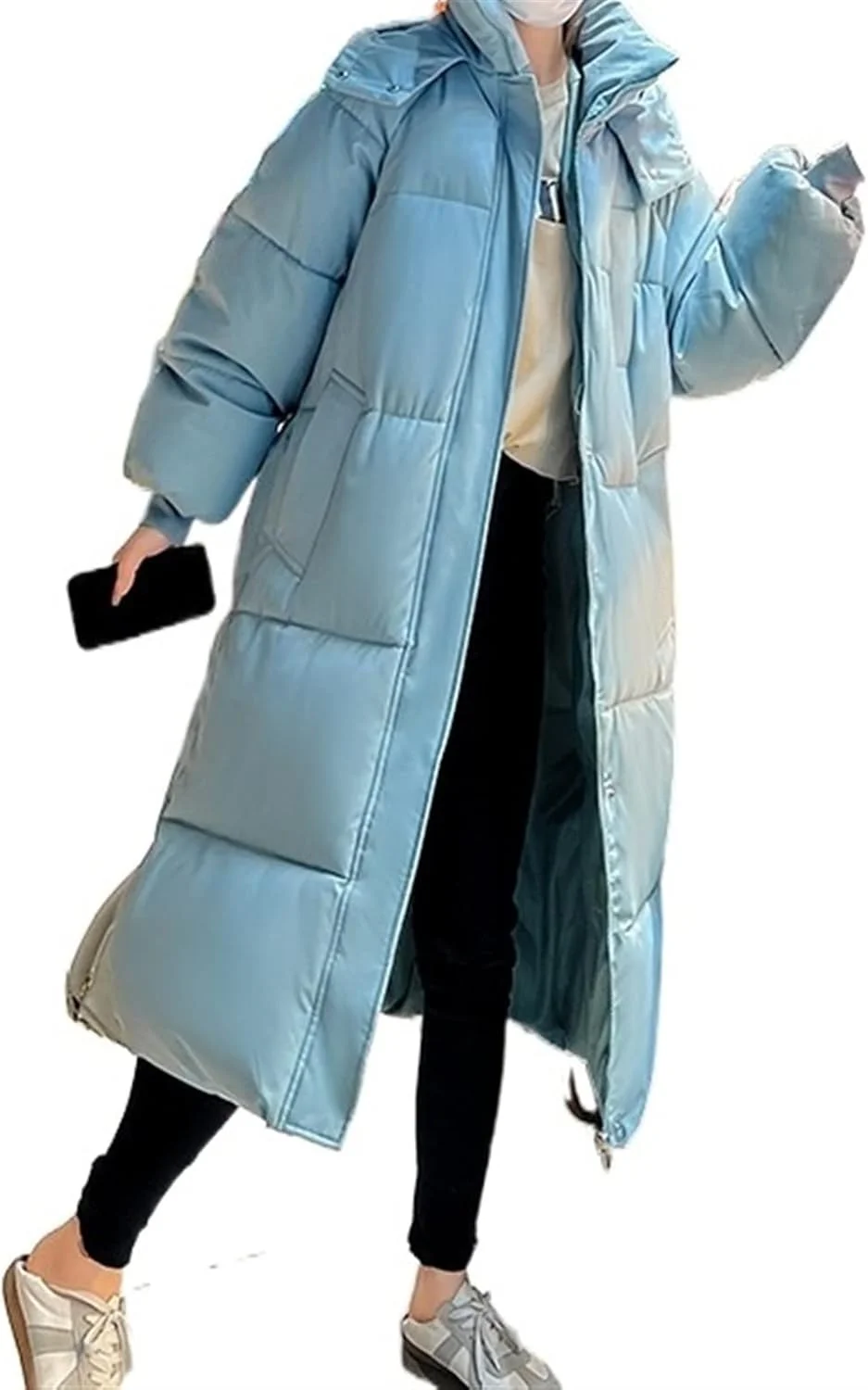 HBEIDAHUANG ژاکت پایین زنانه درجه پارک زنانه زمستانی بلند تا زانو ژاکت پایین زنانه گشاد ژاکت زمستانی کلاه دار (رنگ: Hortel، سایز: XXL)