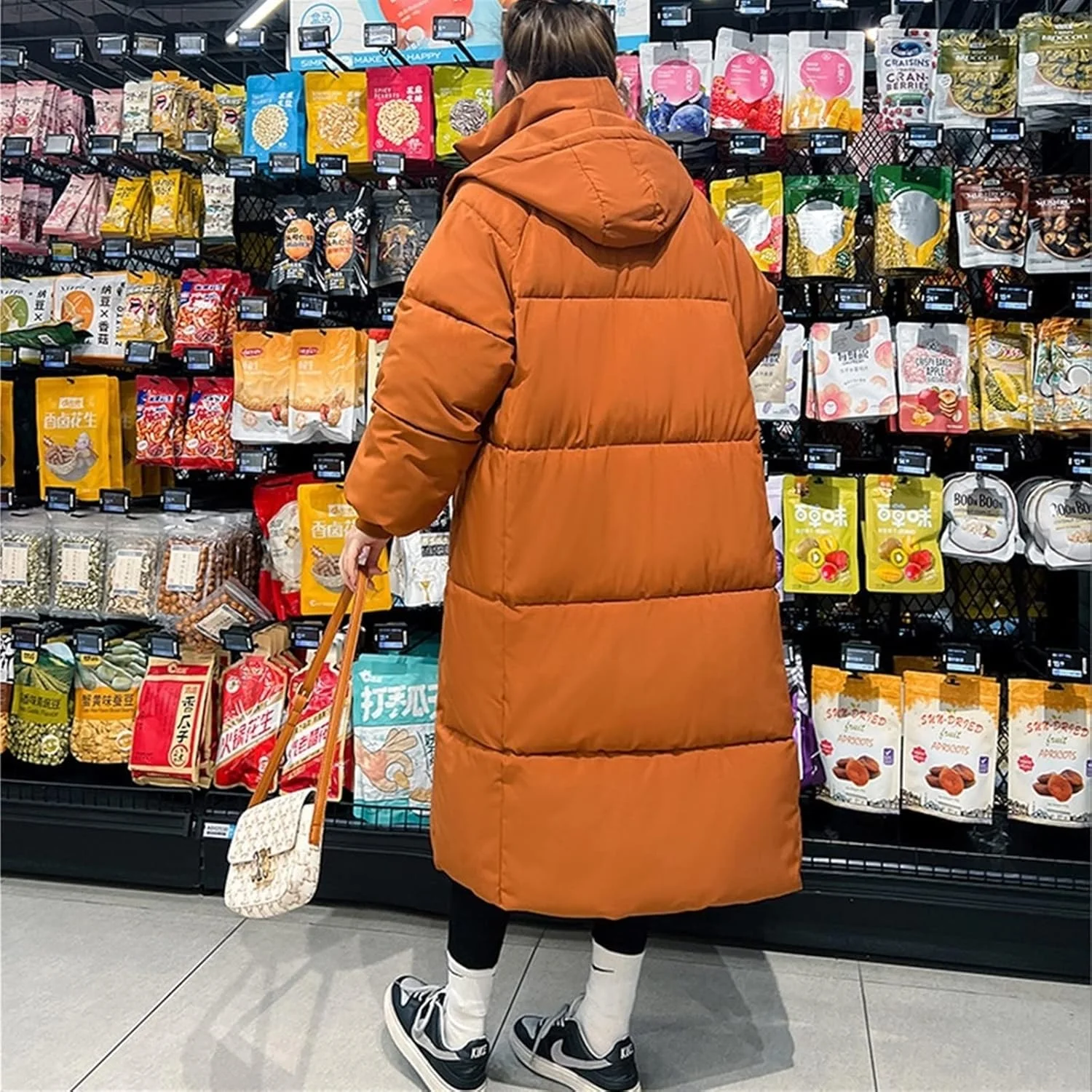 HBEIDAHUANG ژاکت پایین زنانه درجه پارک زنانه زمستانی بلند تا زانو ژاکت پایین زنانه گشاد ژاکت زمستانی کلاه دار (رنگ: Hortel، سایز: XXL)