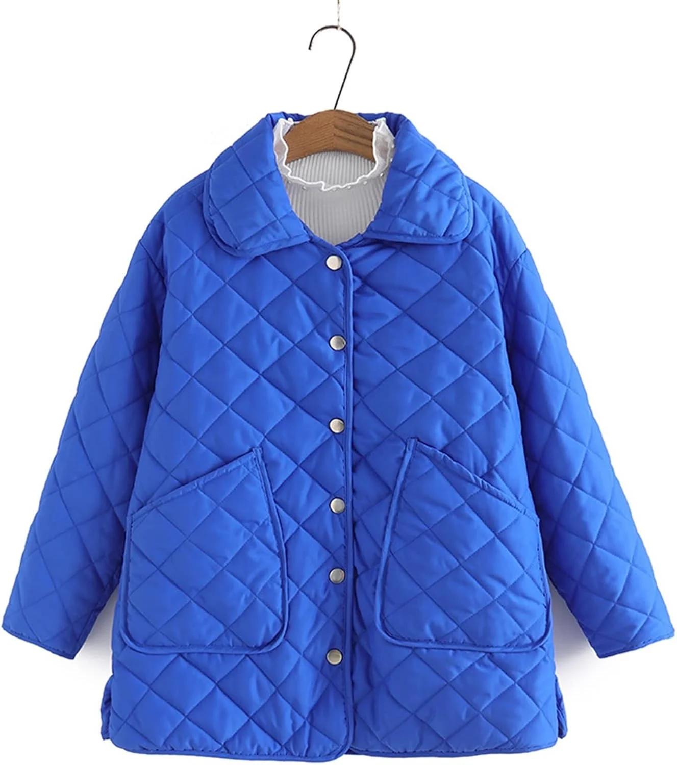 کت زنانه HBEIDAHUANG پاییزه زمستانه سایز بزرگ یقه برگردان جیب دار گرم ژاکت پنبه ای گشاد کت پفی