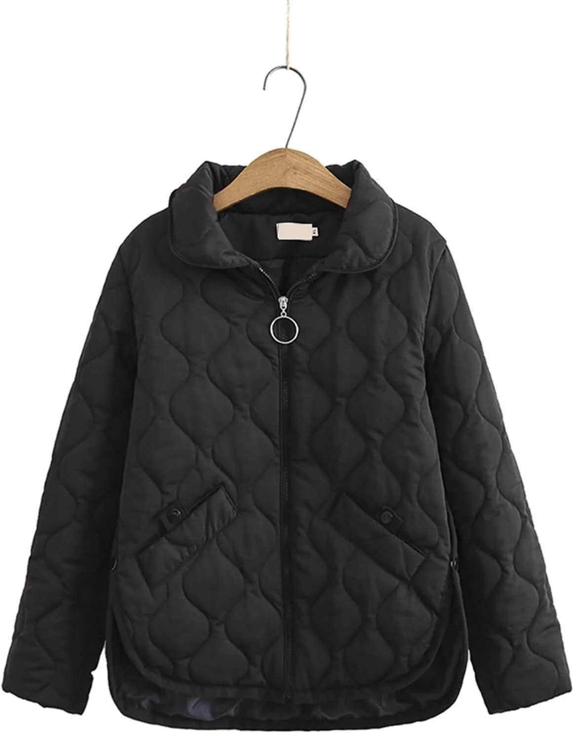 کت پفی زنانه HBEIDAHUANG سایز بزرگ، لباس زنانه پاییزی زمستانی، کت نازک پددار، دکمه های ساده گشاد، شکاف در دو طرف، کت گرم (رنگ: Hortelã، سایز: XL)