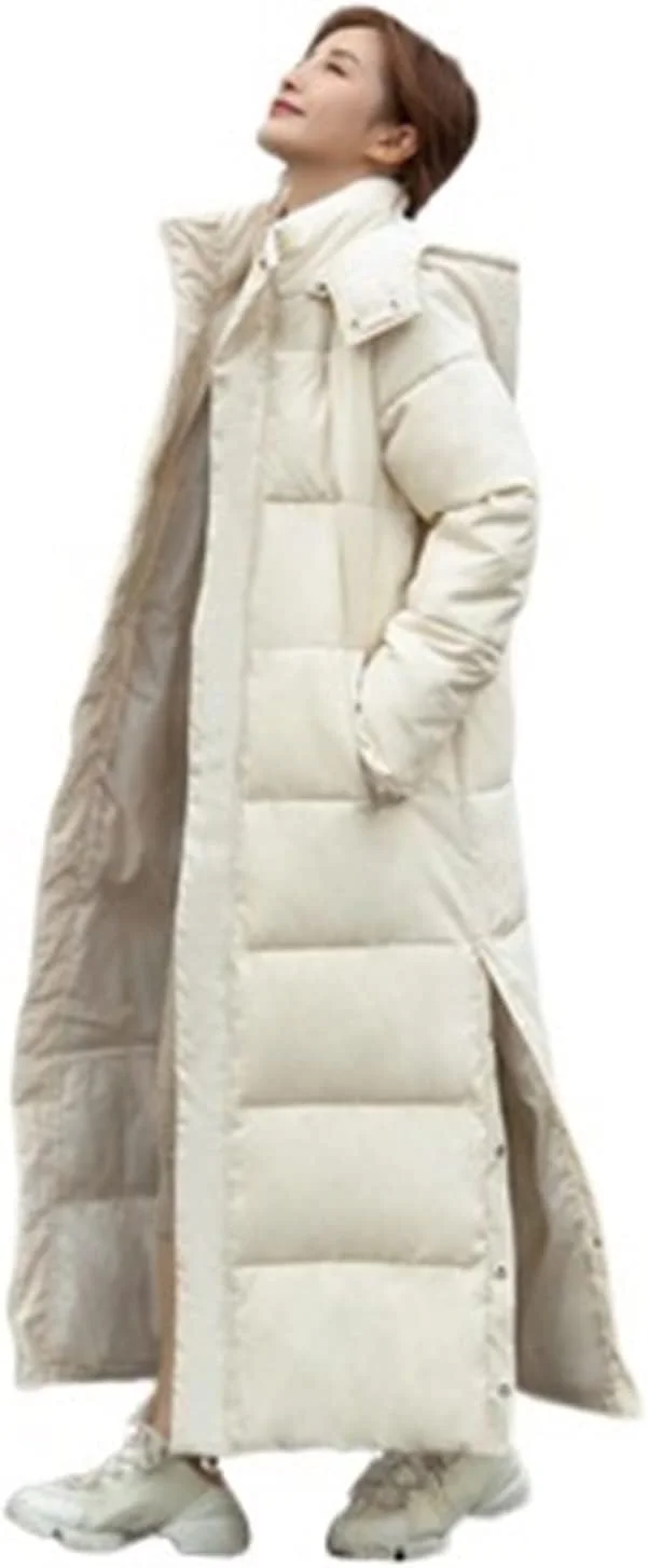 کت زمستانی زنانه HBEIDAHUANG، پالتوهای زنانه بالای زانو، کت ضخیم و گرم پنبه ای سایز بزرگ، کت زمستانی کلاه دار ضد باد زنانه (رنگ: Hortel، سایز: XXXL)