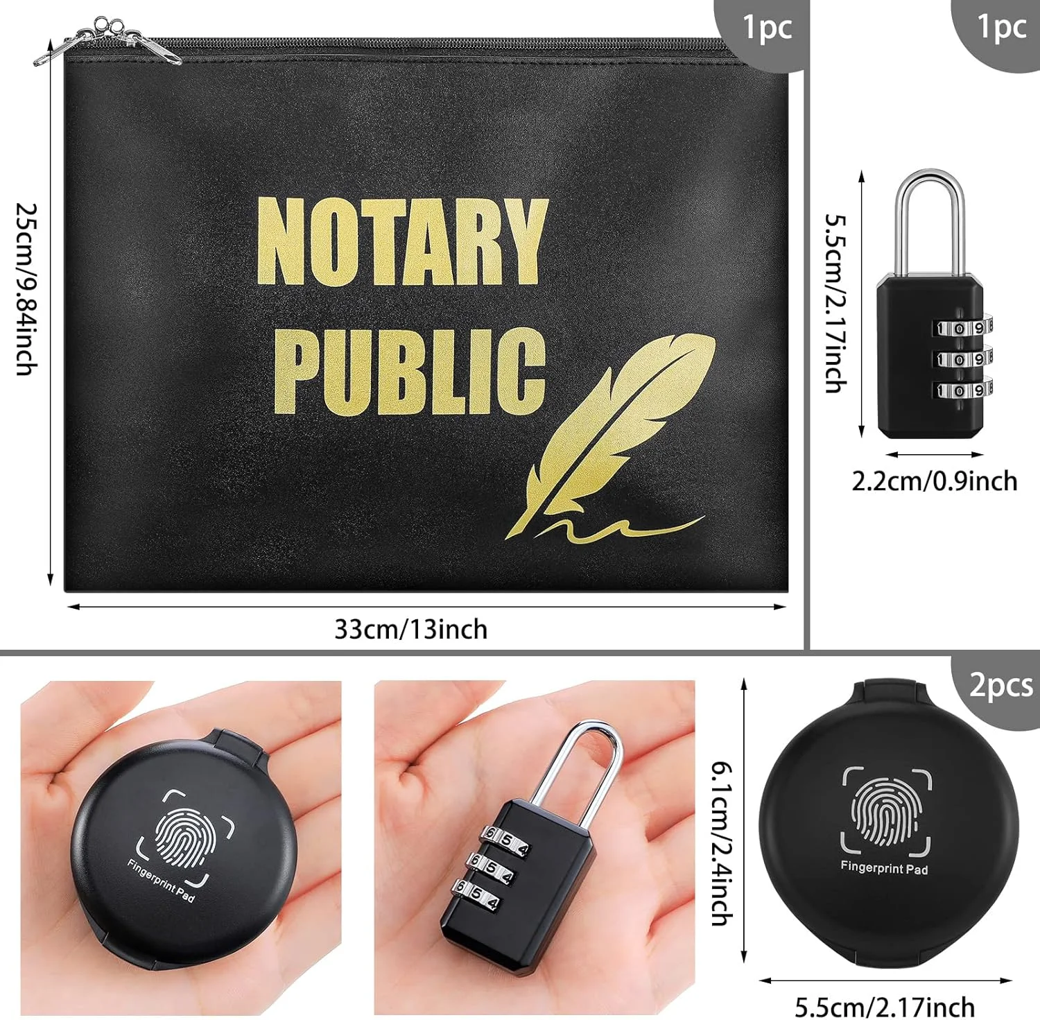 کیف دفتر اسناد رسمی جانکین، قفل اثر انگشت، پد جوهر، مشکی، ضد آب، کیف قفل دار دفتر اسناد رسمی، کیف امنیتی، 2 پد جوهر انگشت شست، لوازم دفتر اسناد رسمی، قفل ترکیبی فلزی برای کیف دفتر اسناد رسمی