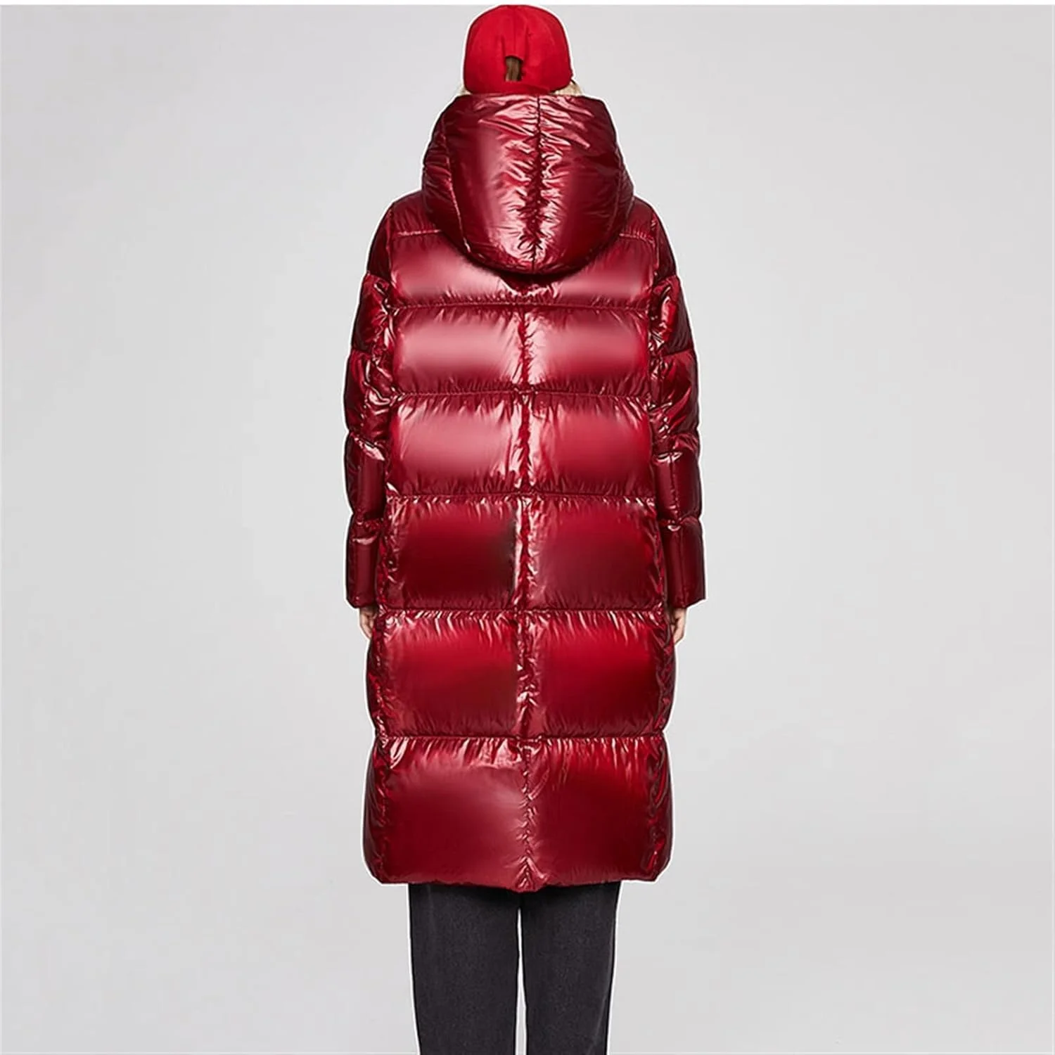 HBEIDAHUANG ژاکت زنانه پایین رو به روشن کلاه دار پایین سفید ژاکت پایین زمستانی گرم زنانه با طول متوسط (رنگ: Hortel، سایز: XL)