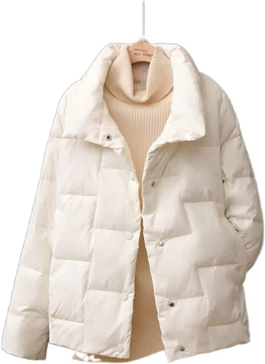 HBEIDAHUANG ژاکت زنانه پاییزه زمستانه، ژاکت کوتاه بسیار سبک، سایز بزرگ و مدل آزاد (رنگ: Hortelã، سایز: L)