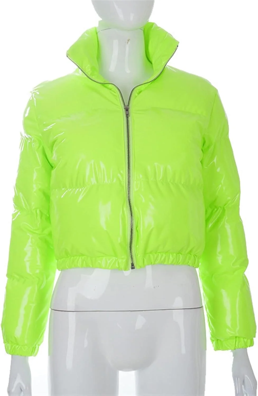 کت پفی زنانه HBEIDAHUANG مناسب پاییز و زمستان، آستین بلند، زیپ دار، رنگ ثابت، مدل آزاد و راحت، مناسب استایل خیابانی (رنگ: آبی تیره، سایز: S)