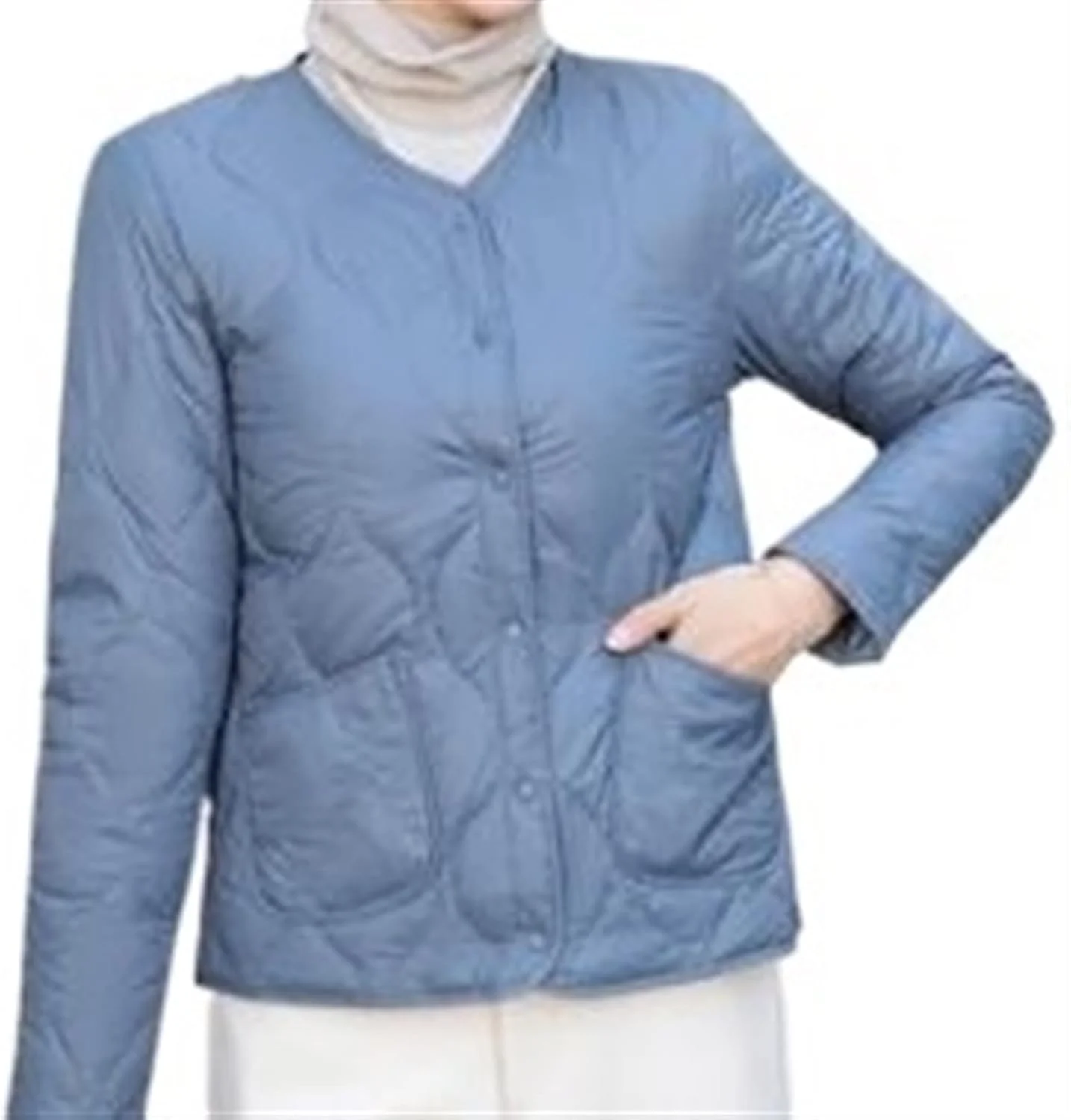 HBEIDAHUANG ژاکت پایین زنانه پاییز زمستان زنانه فوق العاده سبک ژاکت پایین اردک سفید یقه گردن تک سینه کت کوتاه پارکا (رنگ: Hortel، سایز: L)