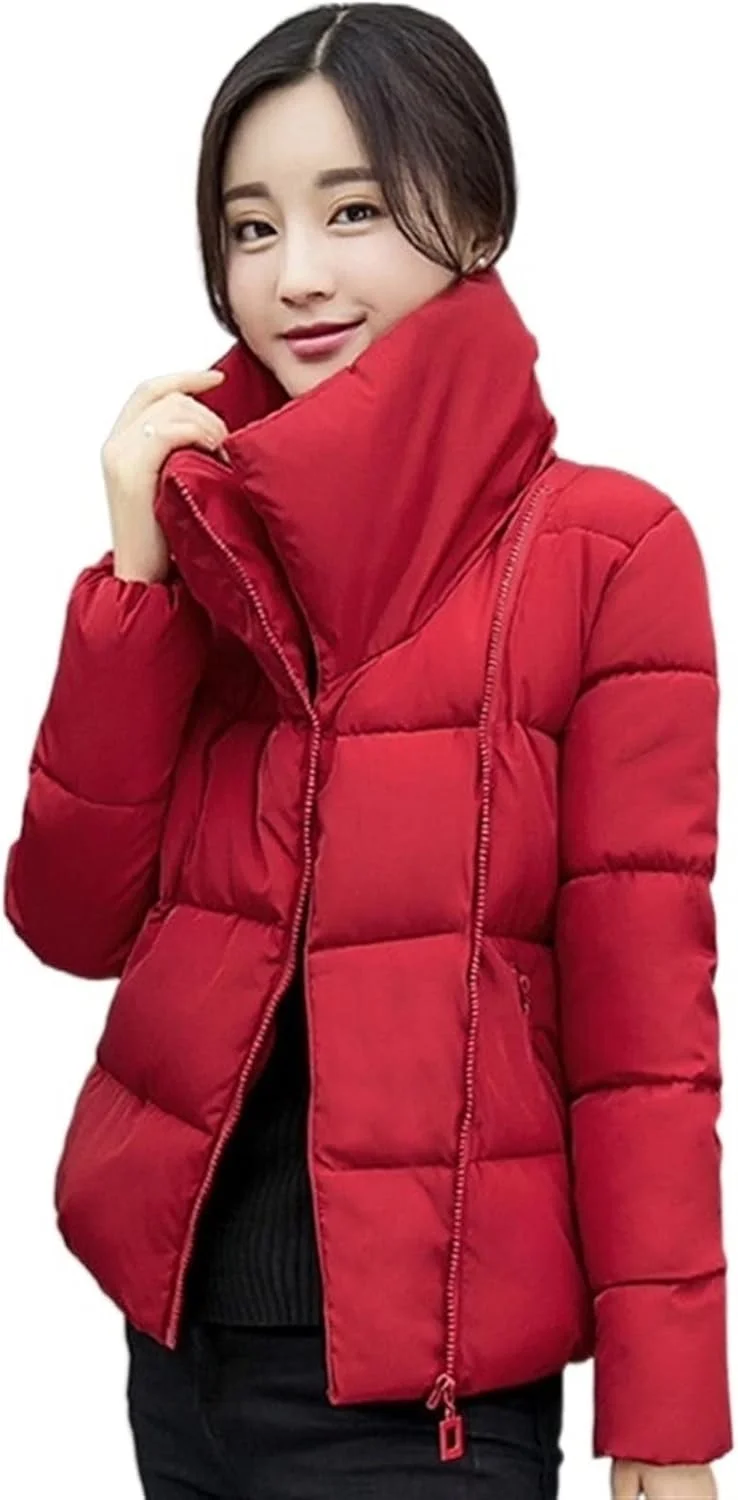 HBEIDAHUANG ژاکت پایین زنانه کت های پنبه ای زنانه زمستانی سایز بزرگ گشاد ژاکت پایین کوتاه تاپ گرم دخترانه لباس بیرونی دانشجویی شیک (رنگ: آبی تیره، سایز: XXL)